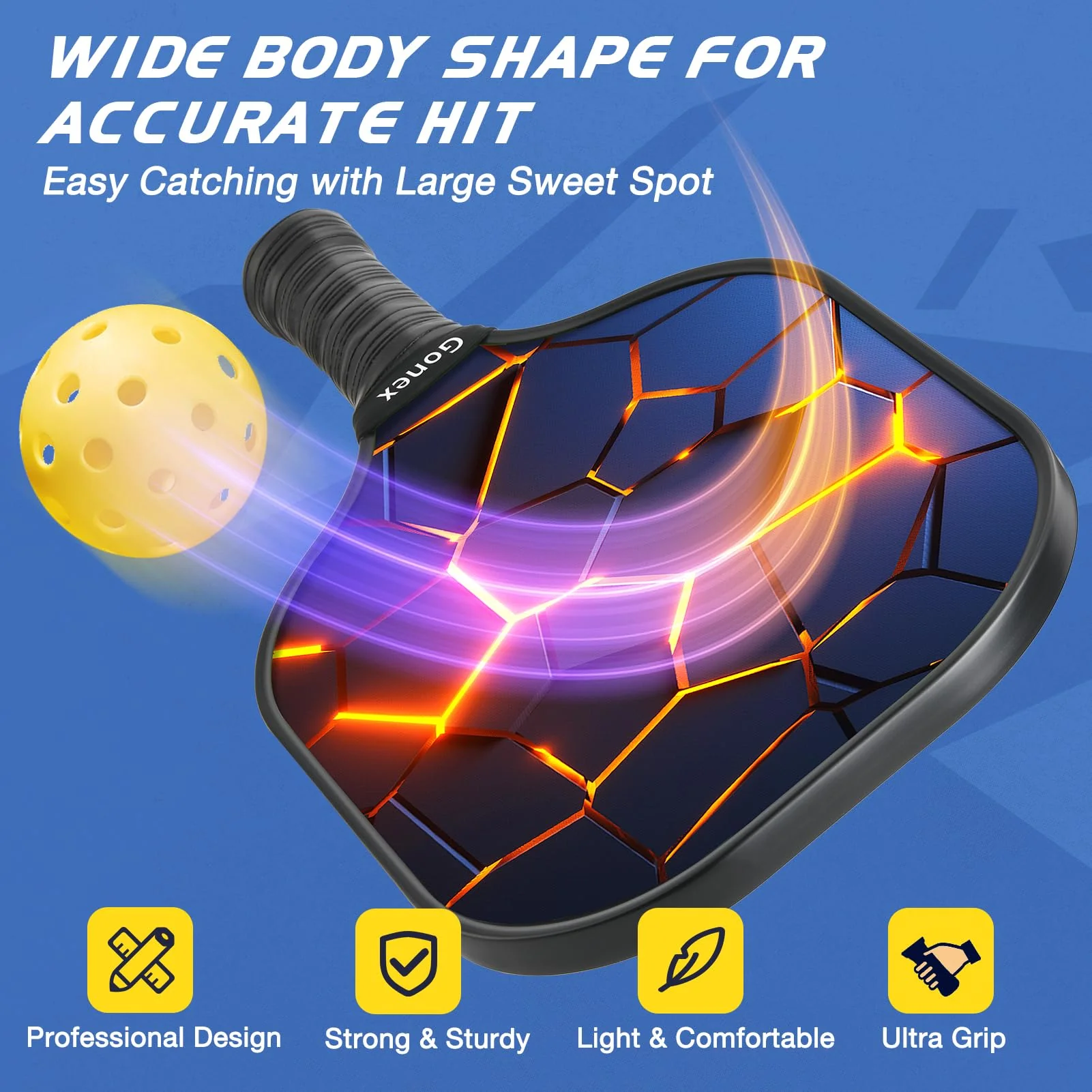 Gonex Pickleball Paddles, USAPA Approved Graphite Pickleball Rackets with Comfort Grip, Carbon Fiber Pickleball Set of 2/4 Paddles with 4 Balls, Portable Carry Bag - Image 5