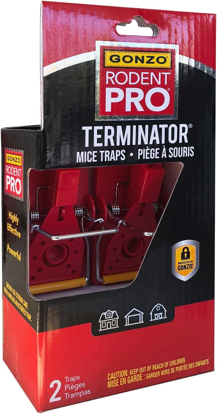 GONZO Mouse Trap - Powerful Kill Bar, Swift Humane Rodent Control, Terminator Style - Twin-Pack - Plastic