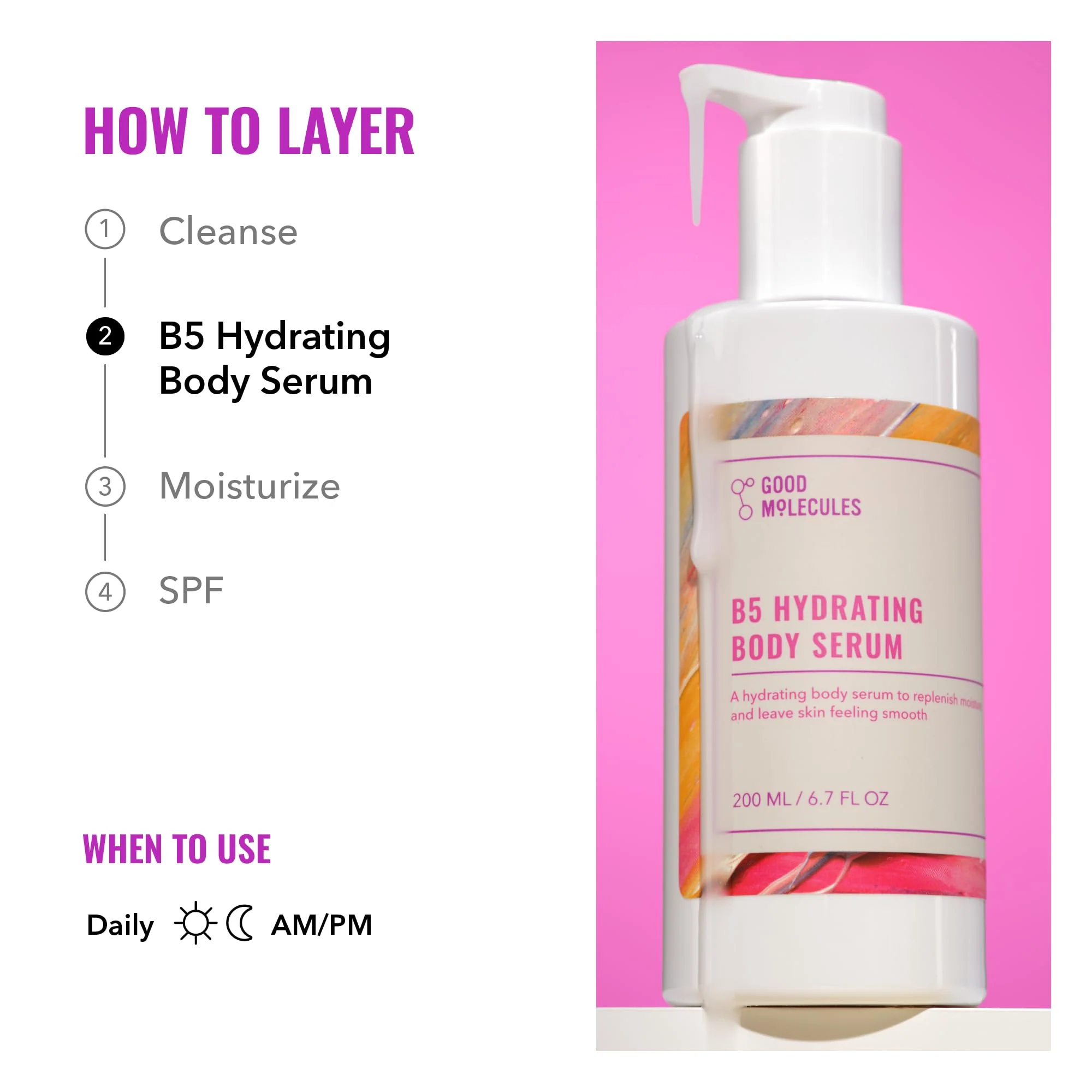 Good Molecules B5 Hydrating Body Serum - Vitamin B5 Ultra Hydrating Serum with Beta Glucan to Retain Moisture and Plumpness, Skin Care for Body - Image 4