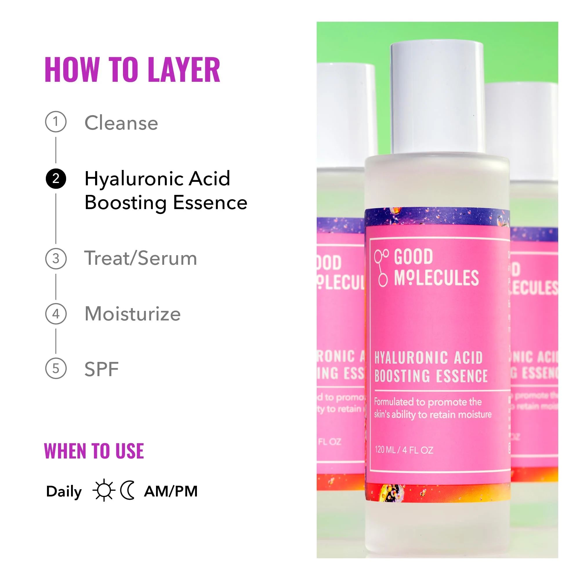 Good Molecules Hyaluronic Acid Boosting Essence - Ultra Hydrating Face Moisturizer with Peptides to Boost Skin Firming and Plumpness - Skin Care For Face - Image 3