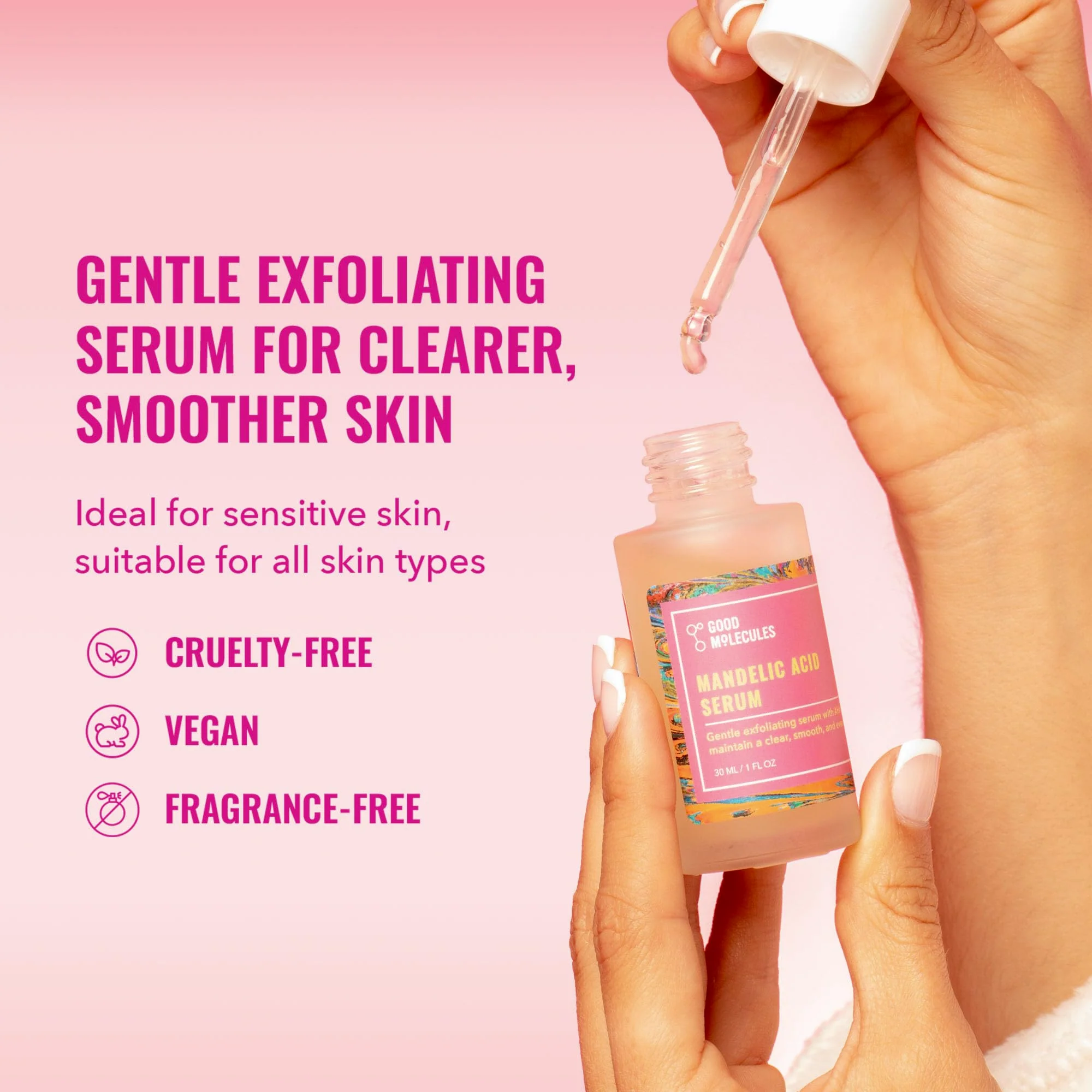 Good Molecules Mandelic Acid Serum - Gentle Face Exfoliator Serum with Ultra Hydrating Hyaluronic Acid - Exfoliating PHAs to Brighten Skin - Skin Care For Face - Image 6