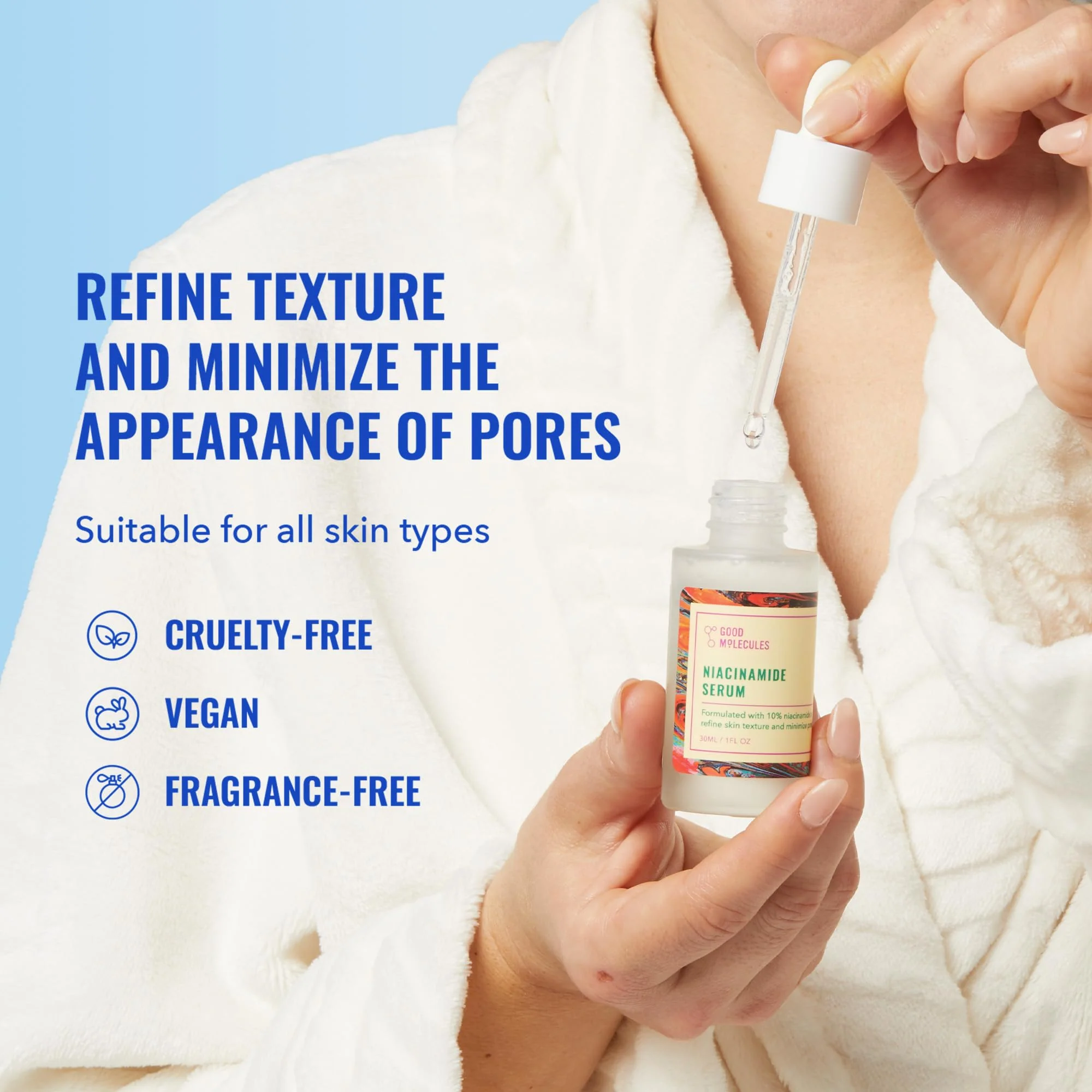 Good Molecules Niacinamide Serum - 10% Niacinamide to Target Blemishes, Nourishment, and Skin Tone - Ultra Hydrating Serum and Brightening Skin Care for Face - Image 8