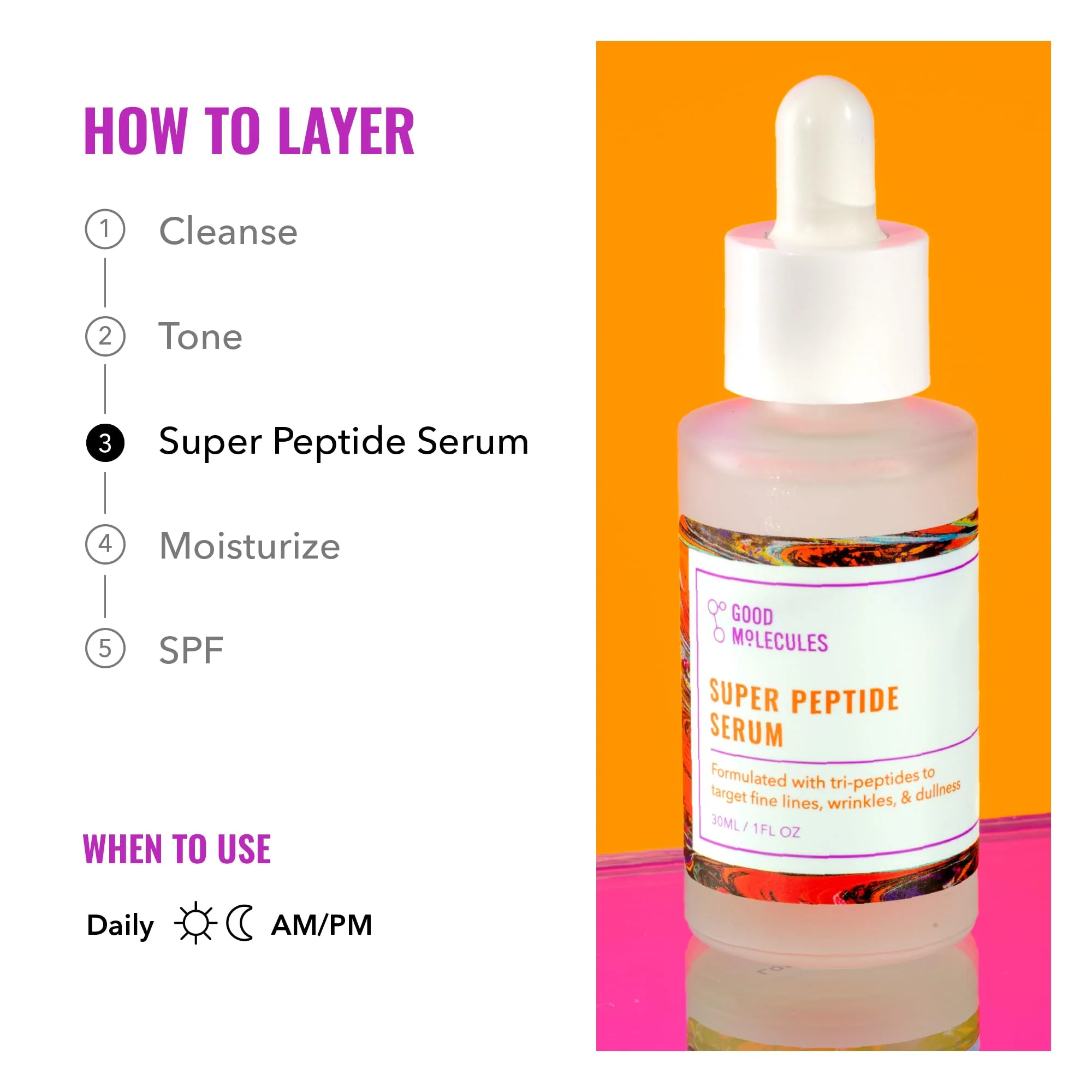Good Molecules Super Peptide Serum - Anti-aging Facial Serum with Peptides and Copper Tripeptides to Plump and Firm - Water-Based Skincare for Face - Image 4