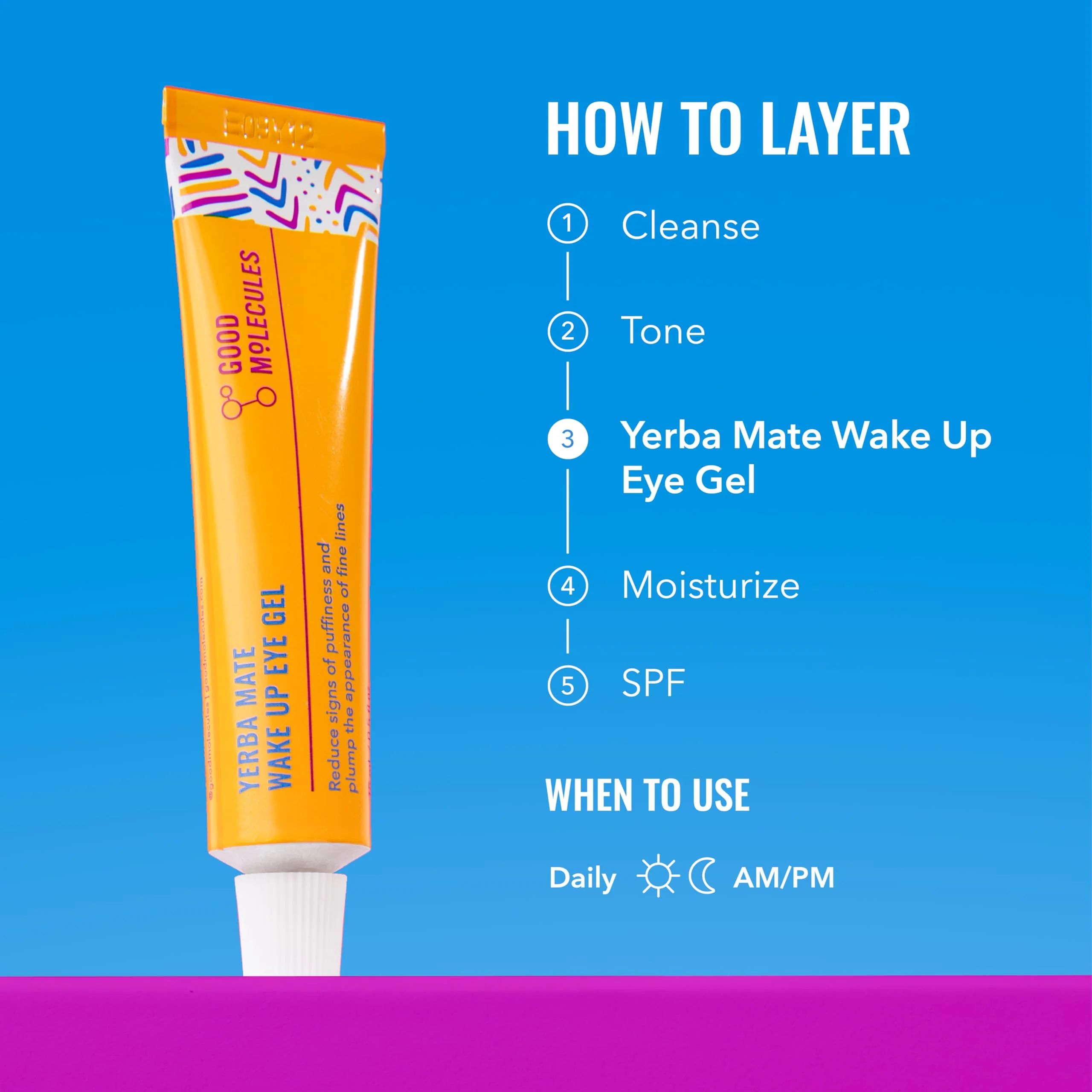 Good Molecules Yerba Mate Wake Up Eye Gel - Hydrating Under Eye Gel Cream with Hyaluronic Acid and Caffeine - Target Dark Circles and Puffiness - Skin Care for Face - Image 4