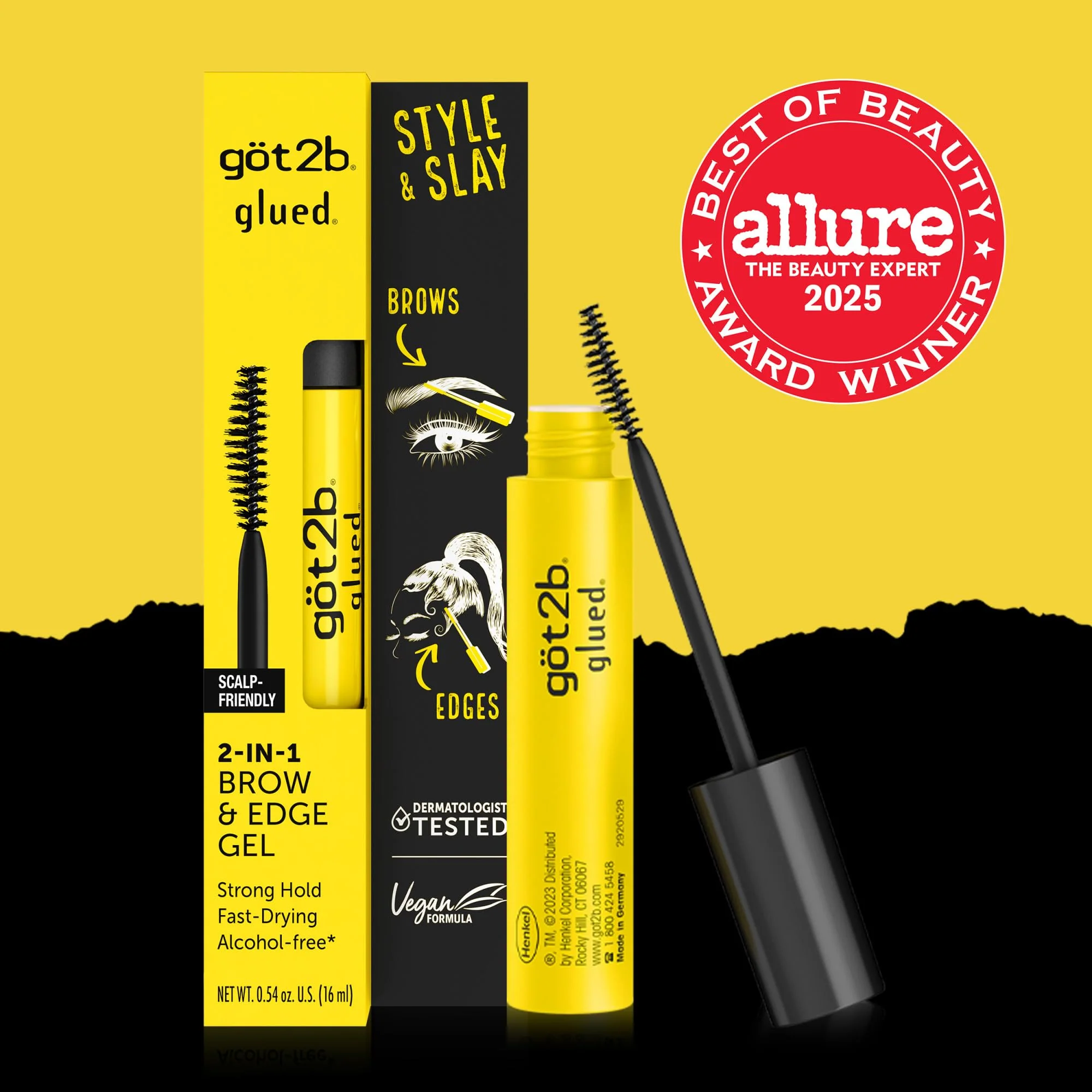 got2b Glued 2-in-1 Brow Gel & Edge Control, 0.54 Fl Oz, Strong Hold Styling Eyebrow Gel and Hair Mascara for Flyaways and Frizz with Castor Oil, Sweat-Resistant with Quick Dry, Clear Finish - Image 9