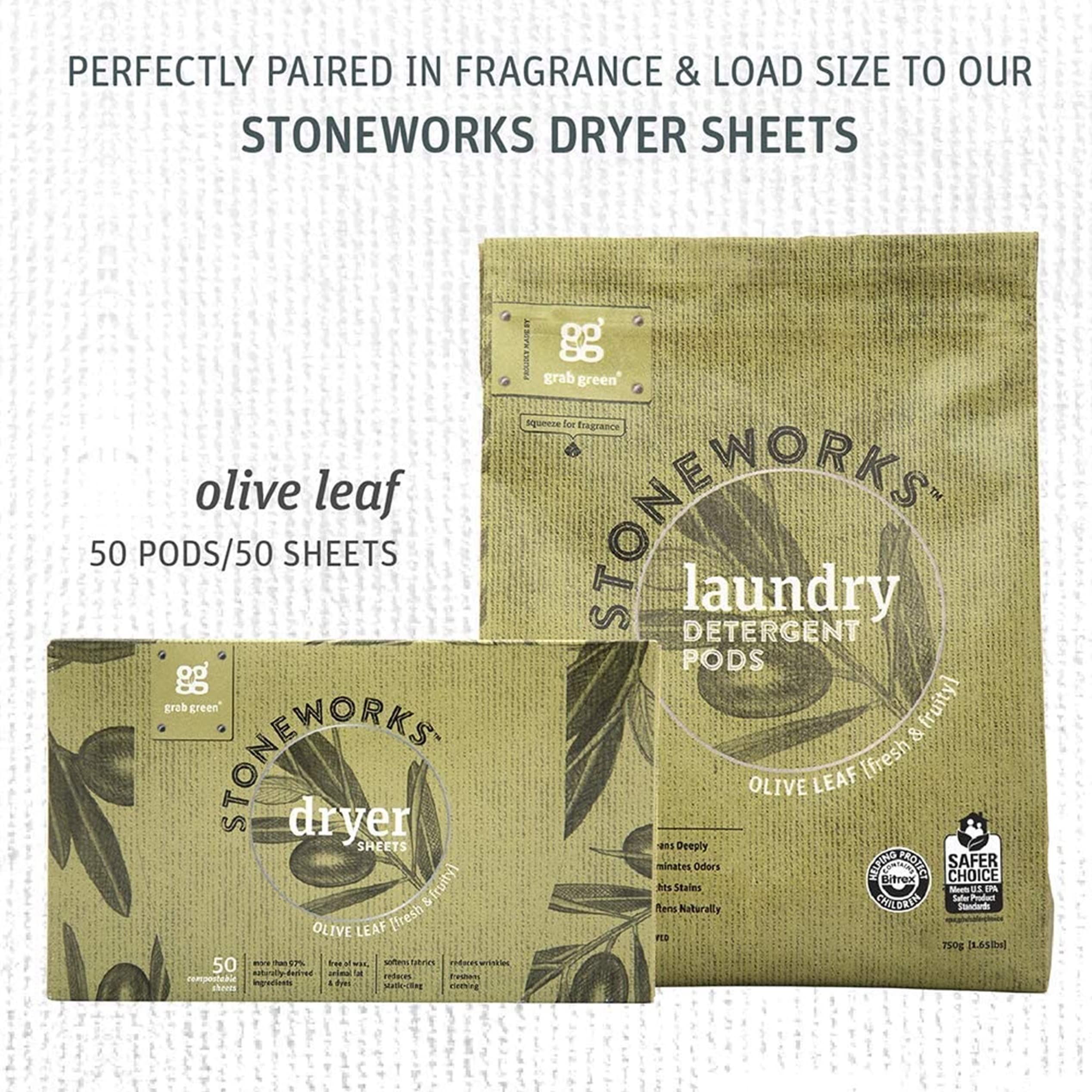 Grab Green Stoneworks Laundry Detergent Pods, Olive Leaf, 50 Loads (Pack of 1) - EPA Safer Choice Certified, Powered by Naturally Derived Plant & Mineral-Based Powder - Image 2