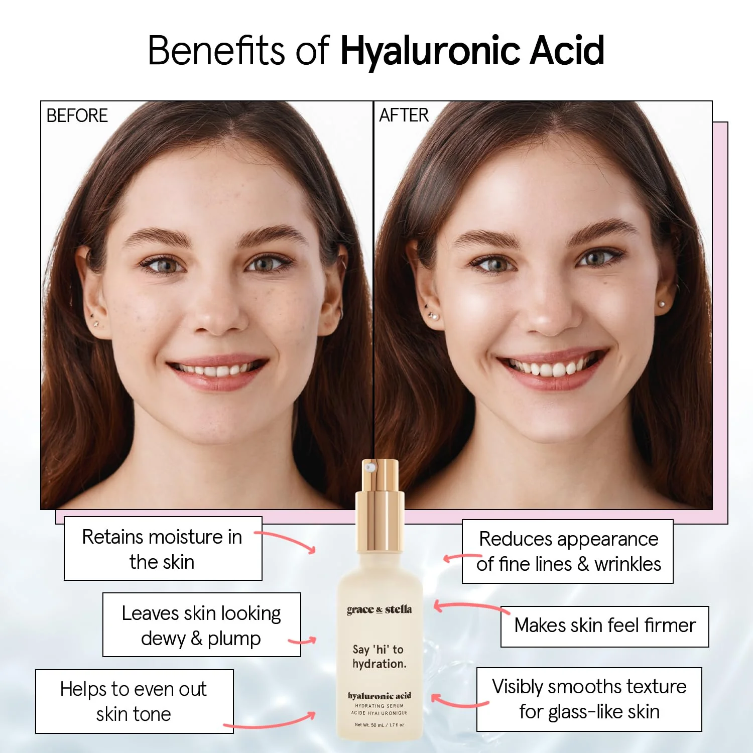 grace & stella Award Winning Hyaluronic Acid Serum (30ml/1 fl oz) Hydrating Hyaluronic Acid Serum for Face - Acido Hialuronico for Women - Remove Fine Lines, Wrinkles, Anti Aging - Vegan Skincare - Image 7