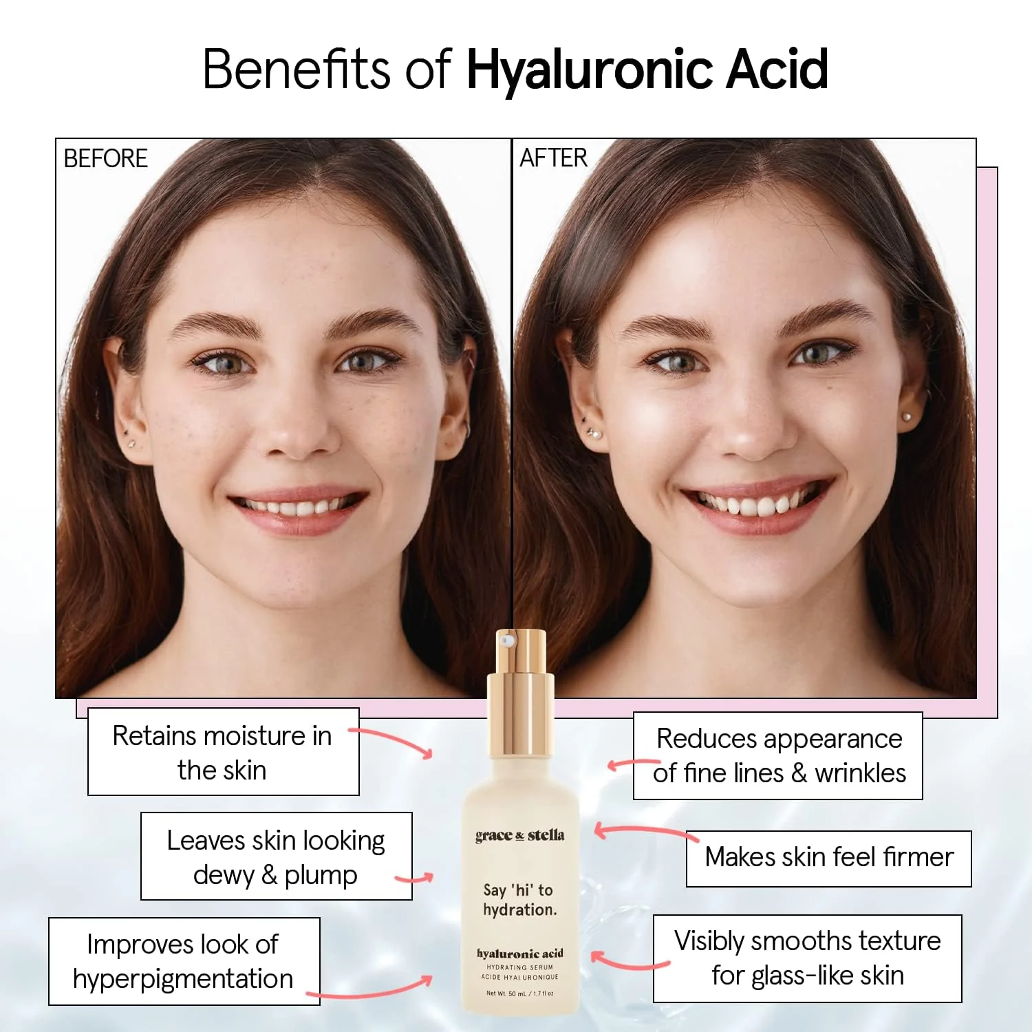 grace & stella Award Winning Hyaluronic Acid Serum (50ml/1.7 fl oz) Hydrating Hyaluronic Acid Serum for Face - Acido Hialuronico for Women - Remove Fine Lines, Wrinkles, Anti Aging - Vegan Skincare - Image 7