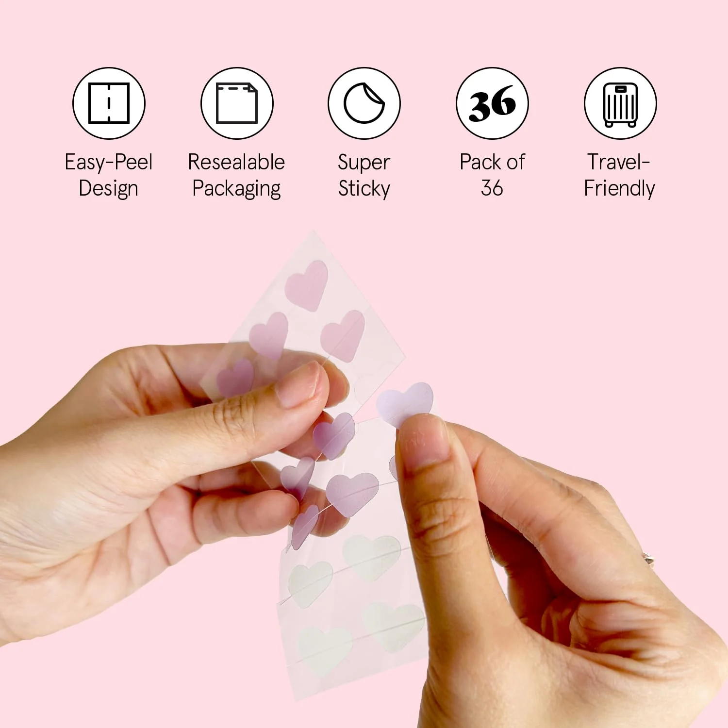 grace & stella Award Winning Pore Strip - Pimple Patches for Face - Heart Hydrocolloid Zit Stickers that Help Soothe & Conceal Breakouts - Cute Patches - Dermatologist-Tested Vegan (Heart, 36 Count) - Image 3