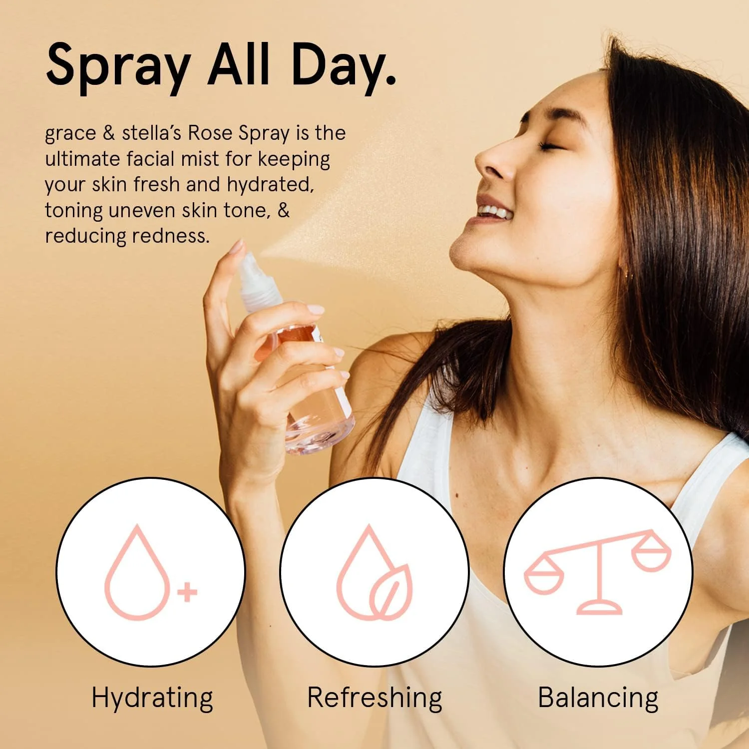 grace & stella Award Winning Rose Water Facial Spray (240ml) - Vegan - Rose Water Spray for Face - Rosewater Spray Toner Rose Hydrosol - Rose Spray Facial Mist - Rosewater Spray Toner Rose Hydrosol - Image 8