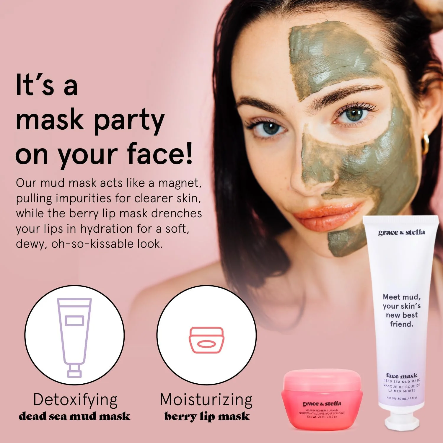 grace & stella Award Winning Skin Care Set - Birthday Gifts for Her, Travel Size Toiletries with Eye Masks, Hyaluronic Acid Serum, Lip Balm & More, Gift Baskets for Women, Vegan Cruelty-Free Self Care - Image 4