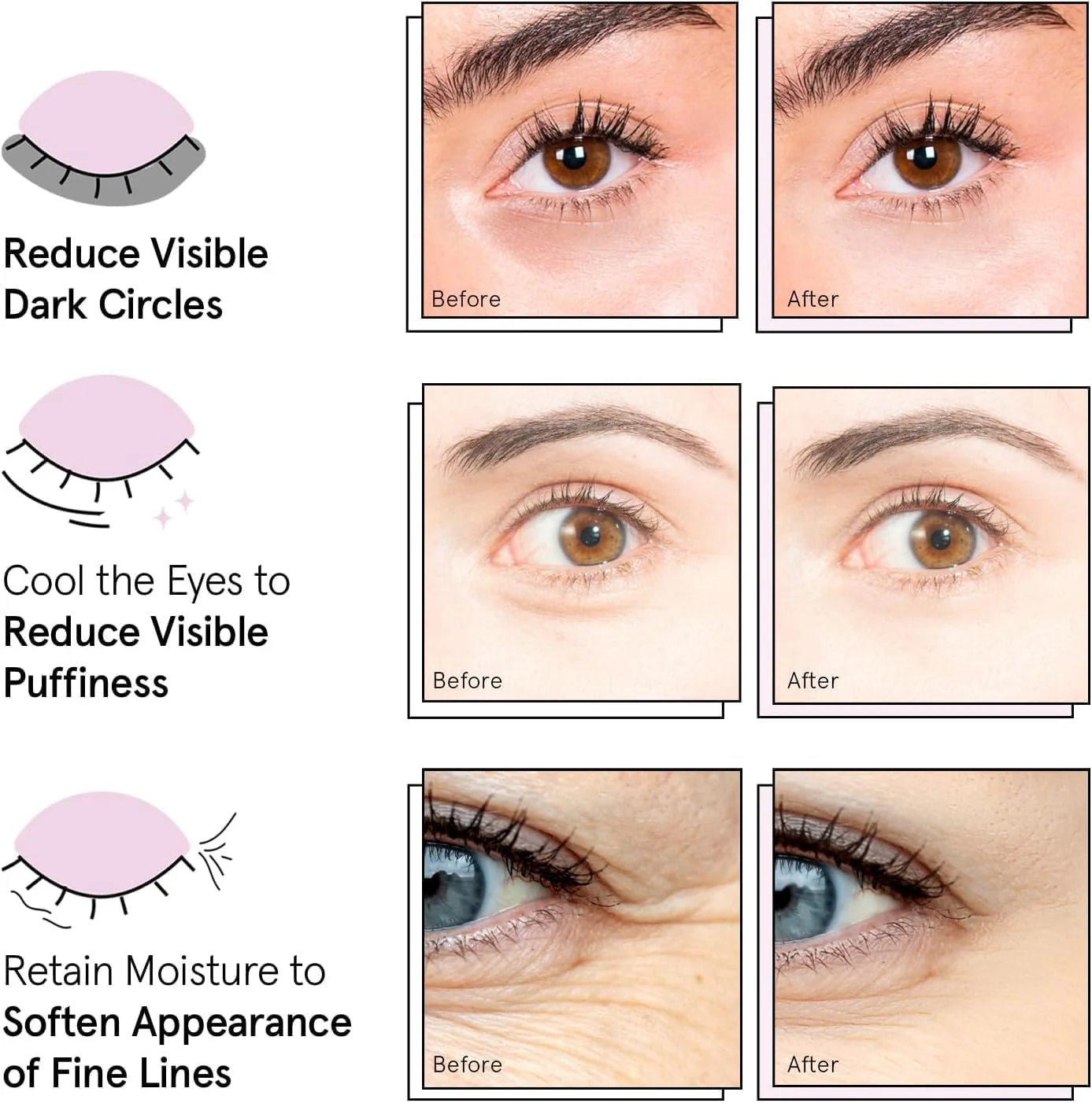 grace & stella Award Winning Under Eye Mask - Reduce Dark Circles, Puffy Eyes, Undereye Bags, Wrinkles - Gel Under Eye Patches - Small Birthday Gifts - Vegan Cruelty-Free (Pink, 6 Pairs) - Image 2