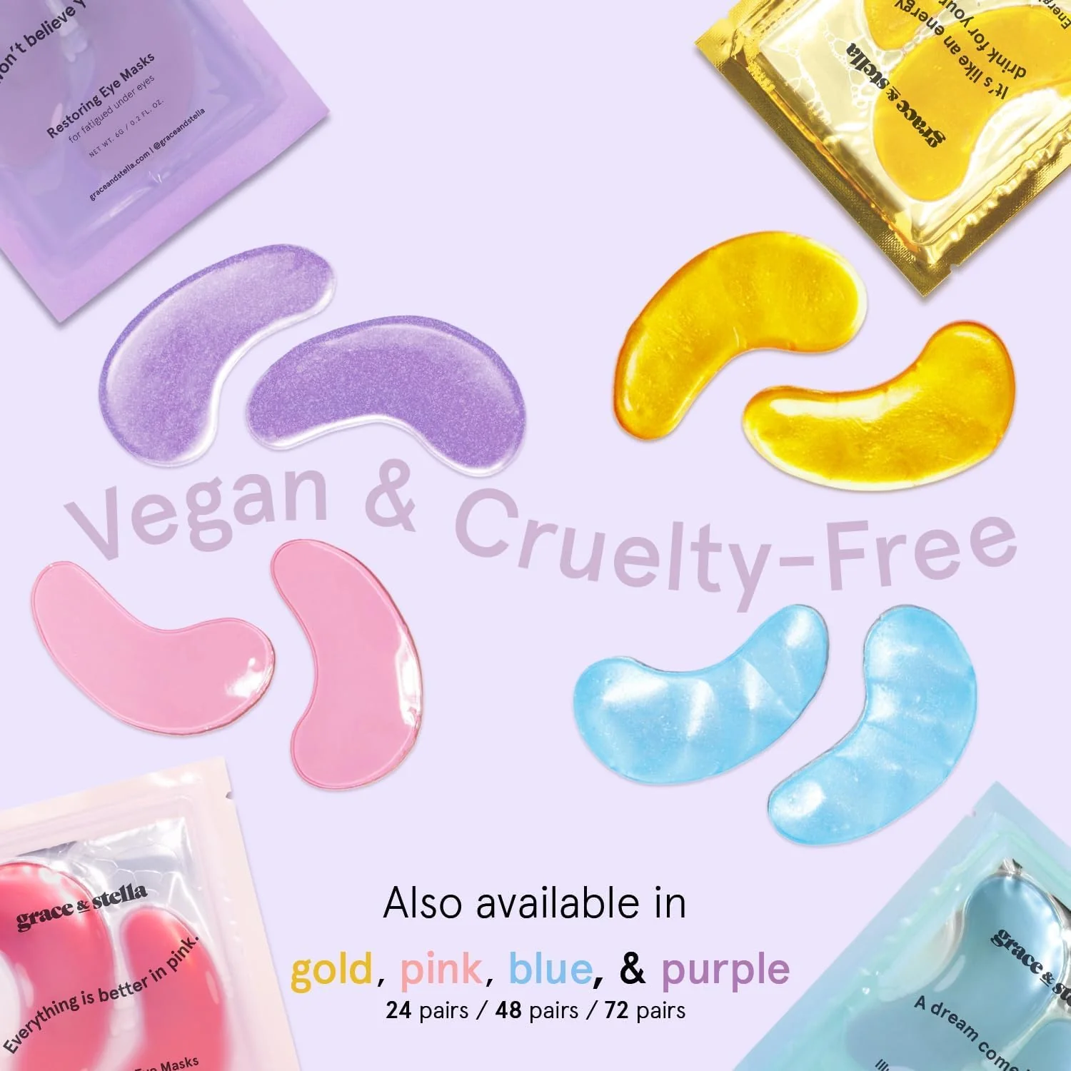 grace & stella Retinol Under Eye Patches for Puffy Eyes & Dark Circles - Restoring Gel Under Eye Masks with Hyaluronic Acid - Bridesmaid Gifts, Birthday Gifts for Women (Purple, 24 Pairs) - Image 5