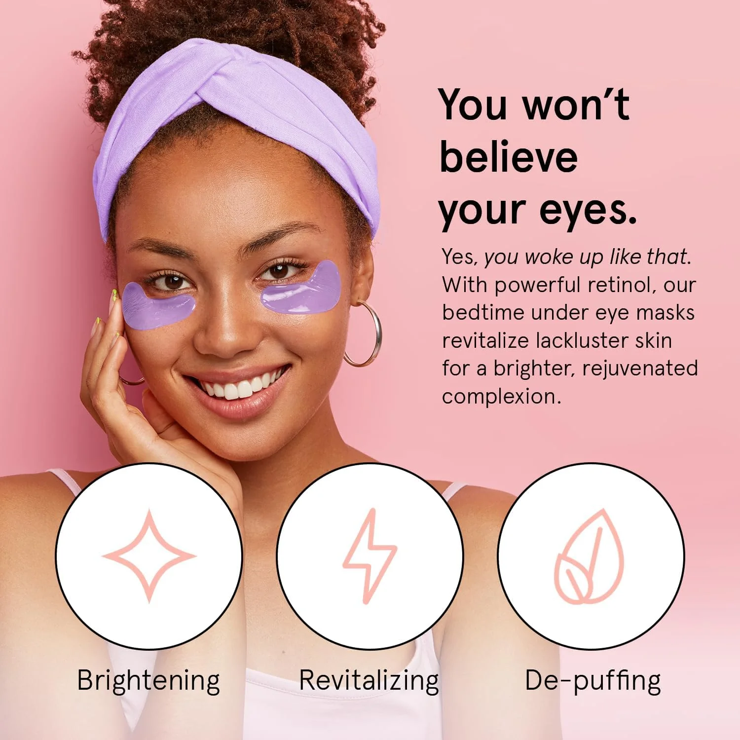 grace & stella Retinol Under Eye Patches for Puffy Eyes & Dark Circles - Restoring Gel Under Eye Masks with Hyaluronic Acid - Bridesmaid Gifts, Birthday Gifts for Women (Purple, 24 Pairs) - Image 8