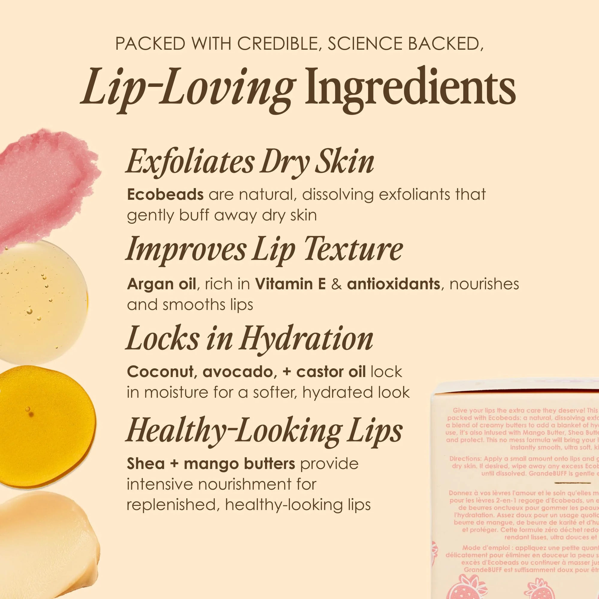 Grande Cosmetics GrandeBUFF Moisturizing Lip Scrub with Mango Butter & Shea Butter - for Smoother, Softer-Looking Lips (0.53 fl oz) - Image 2