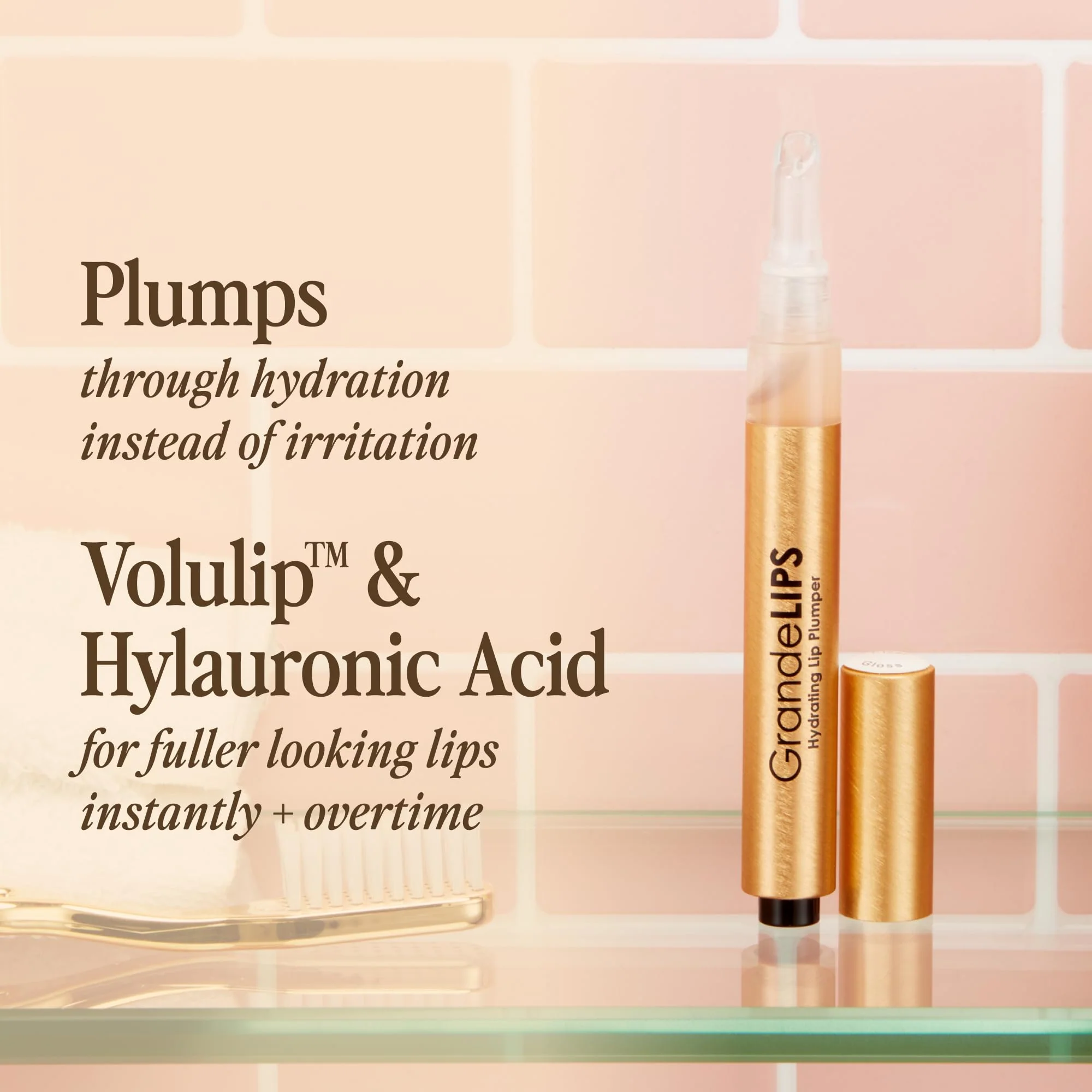 Grande Cosmetics GrandeLIPS Hydrating Lip Plumper Gloss - for Fuller-Looking, Hydrated Lips - Clear (0.084 oz) - Image 6