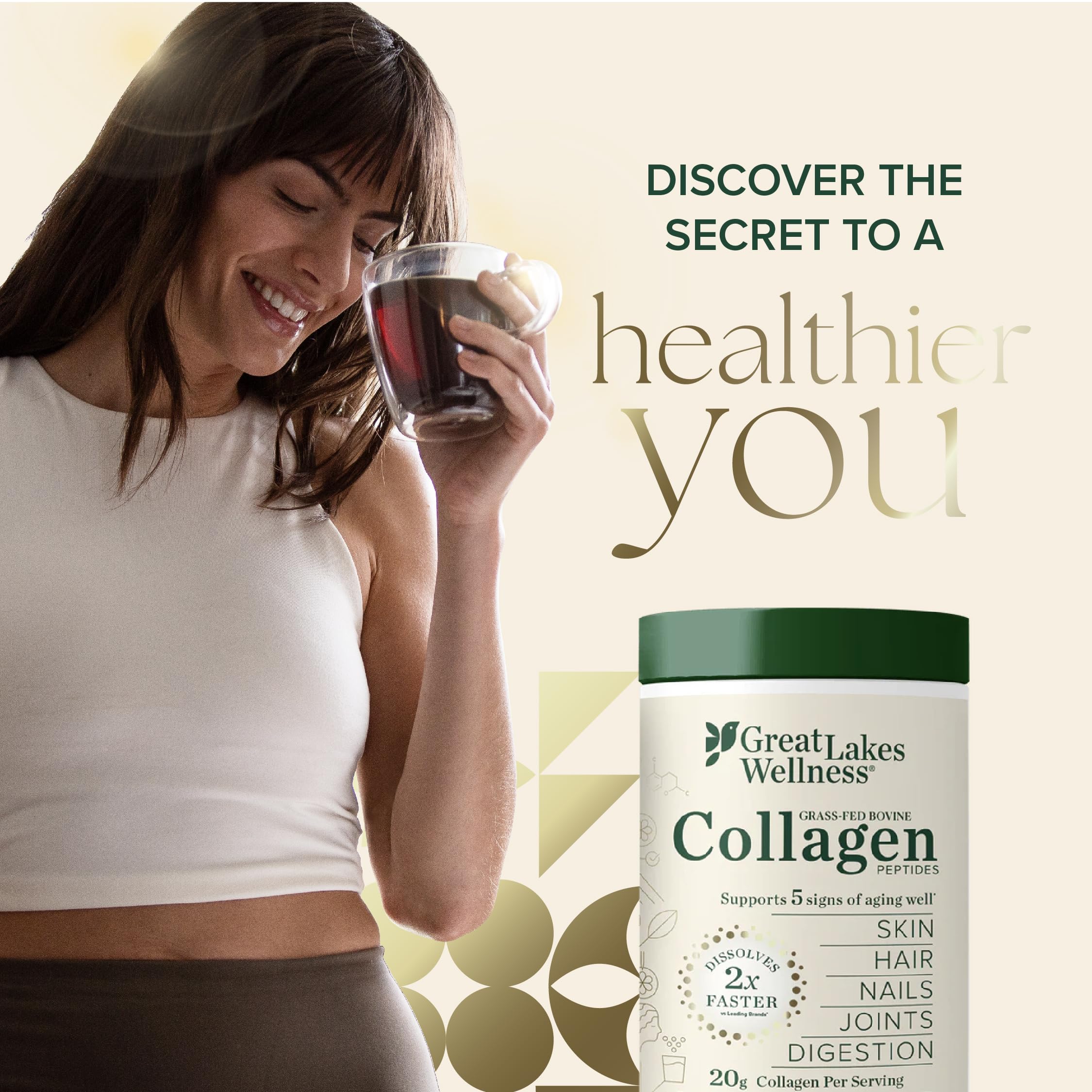 Great Lakes Wellness Collagen Peptides Powder for Skin, Hair, Nails, Joints & Digestion - Chai Flavored - Quick Dissolve Hydrolyzed, Non-GMO, Kosher - 10 oz - Image 3