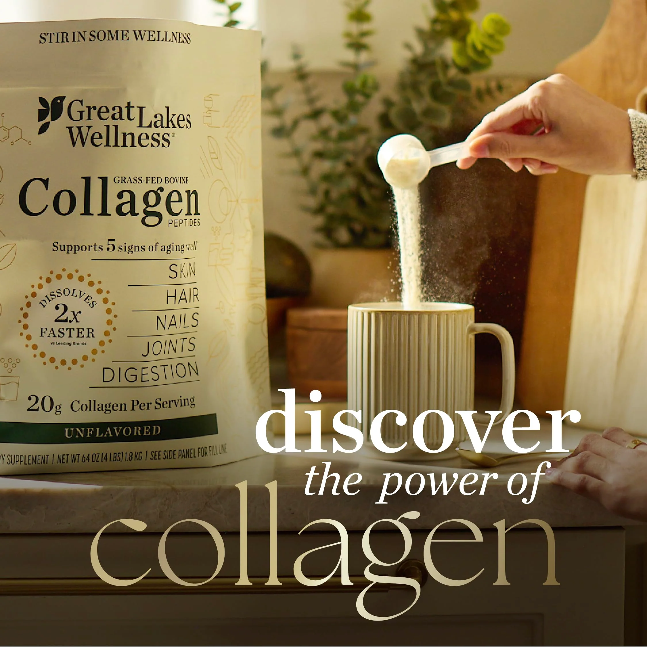 Great Lakes Wellness Collagen Peptides Powder for Skin, Hair, Nails, Joints & Digestion - Chai Flavored - Quick Dissolve Hydrolyzed, Non-GMO, Kosher - 10 oz - Image 7