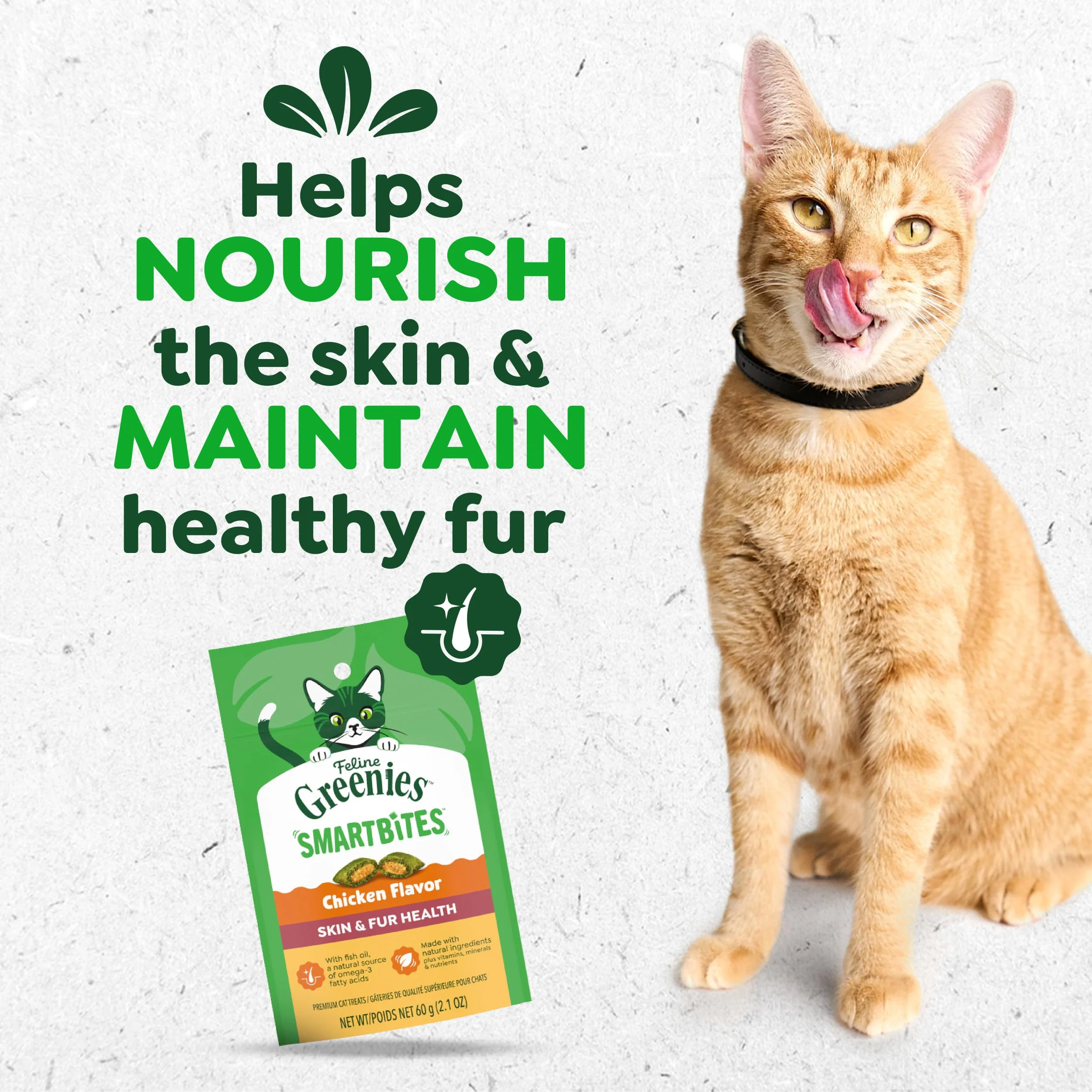 Greenies Cat Treats, Feline Smartbites, Skin & Fur Health, Crunchy and Soft Cat Treats, Chicken Flavor, 2.1 oz. Pack - Image 10