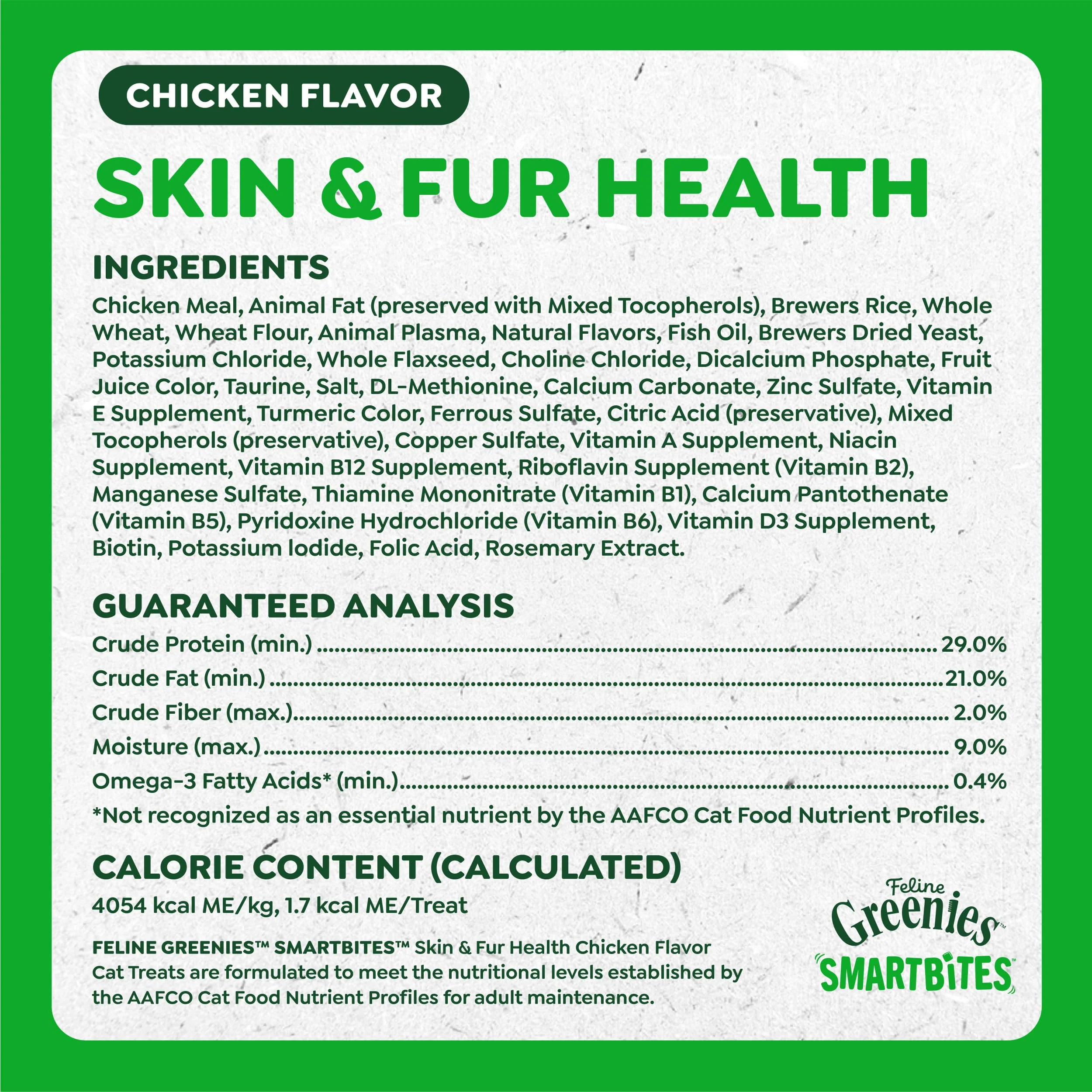 Greenies Cat Treats, Feline Smartbites, Skin & Fur Health, Crunchy and Soft Cat Treats, Chicken Flavor, 2.1 oz. Pack - Image 3