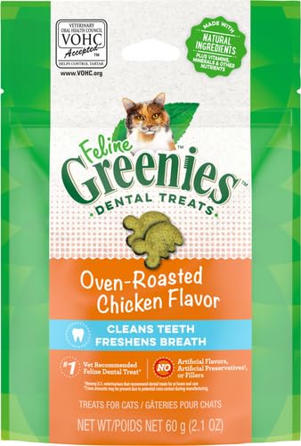 Greenies Cat Treats, Feline Veterinarian-Recommended Adult Natural Dental Cat Treats, Oven Roasted Chicken Flavor, 2.1 oz. Pouch - Image 9