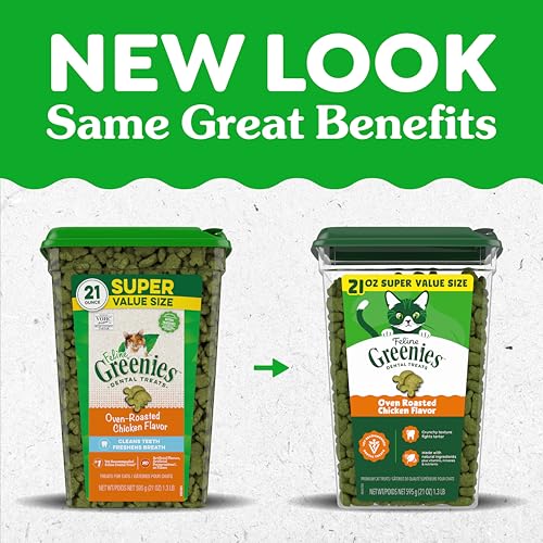 Greenies Cat Treats, Feline Veterinarian-Recommended Adult Natural Dental Cat Treats, Oven Roasted Chicken Flavor, 21 oz. Tub - Image 2