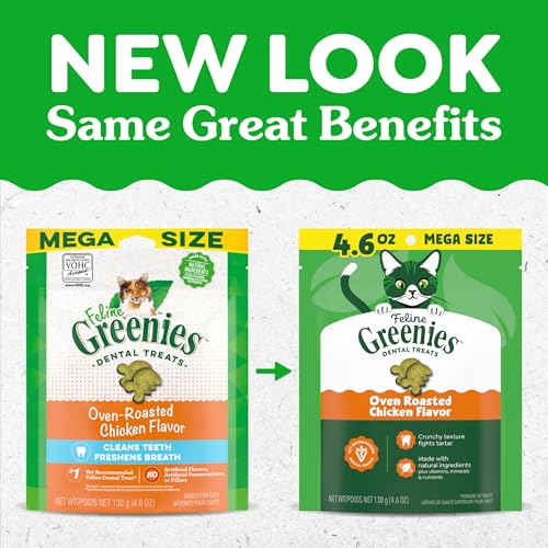 Greenies Cat Treats, Feline Veterinarian-Recommended Adult Natural Dental Cat Treats, Oven Roasted Chicken Flavor, 4.6 oz. Pouch - Image 2