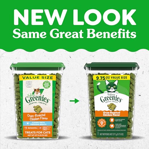 Greenies Cat Treats, Feline Veterinarian-Recommended Adult Natural Dental Cat Treats, Oven Roasted Chicken Flavor, 9.75 oz. Tub - Image 7