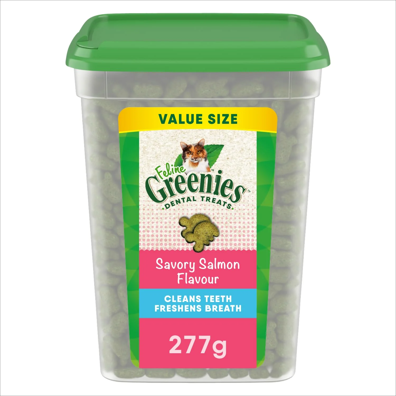 Greenies Cat Treats, Feline Veterinarian-Recommended Adult Natural Dental Cat Treats, Savory Salmon Flavor, 9.75 oz. Tub