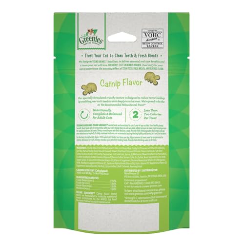 Greenies Cat Treats, Feline Veterinarian-Recommended Adult Natural Dental Treats, Catnip Flavor, 2.1 oz. Pouch - Image 8