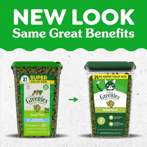 Greenies Cat Treats, Feline Veterinarian-Recommended Adult Natural Dental Treats, Catnip Flavor, 21 oz. Tub - Image 2