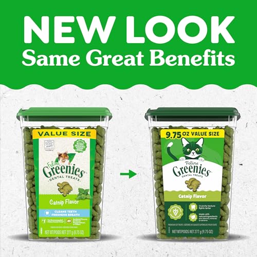 Greenies Cat Treats, Feline Veterinarian-Recommended Adult Natural Dental Treats, Catnip Flavor, 9.75 oz. Tub - Image 7