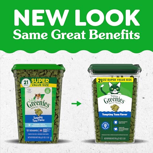 Greenies Cat Treats, Veterinarian-Recommended Adult Natural Dental Cat Treats, Tempting Tuna Flavor, 21 oz. Tub - Image 2