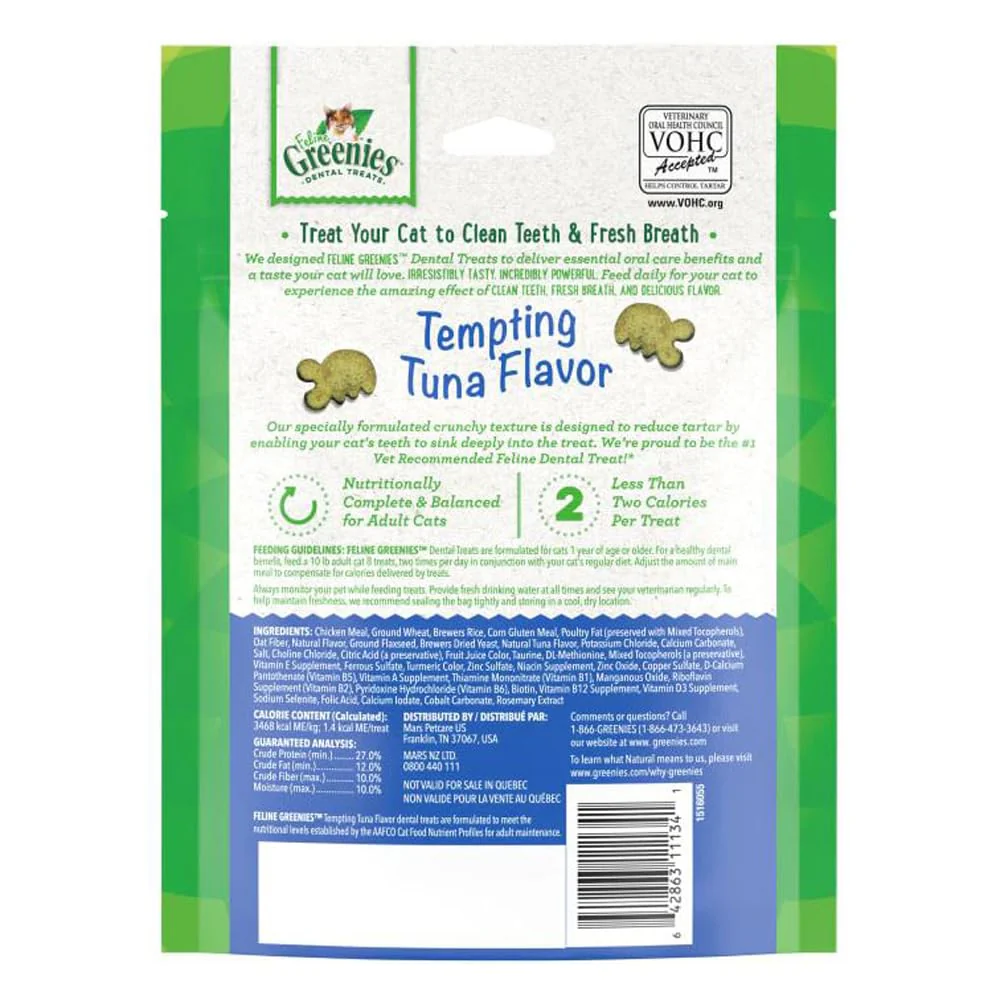 Greenies Cat Treats, Veterinarian-Recommended Adult Natural Dental Cat Treats, Tempting Tuna Flavor, 4.6 oz. Tub - Image 5