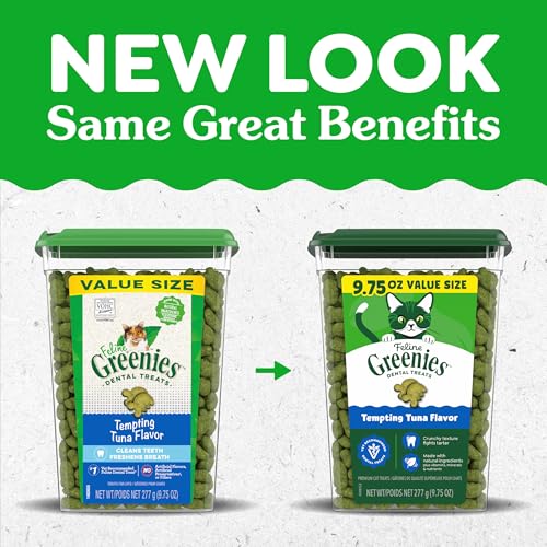 Greenies Cat Treats, Veterinarian-Recommended Adult Natural Dental Cat Treats, Tempting Tuna Flavor, 9.75 oz. Tub - Image 2