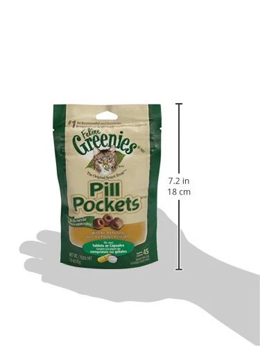 Greenies Feline Pill Pockets for Cats Natural Soft Cat Treats, Salmon Flavor, 1.6 oz. Pouch (45 Treats) - Image 2