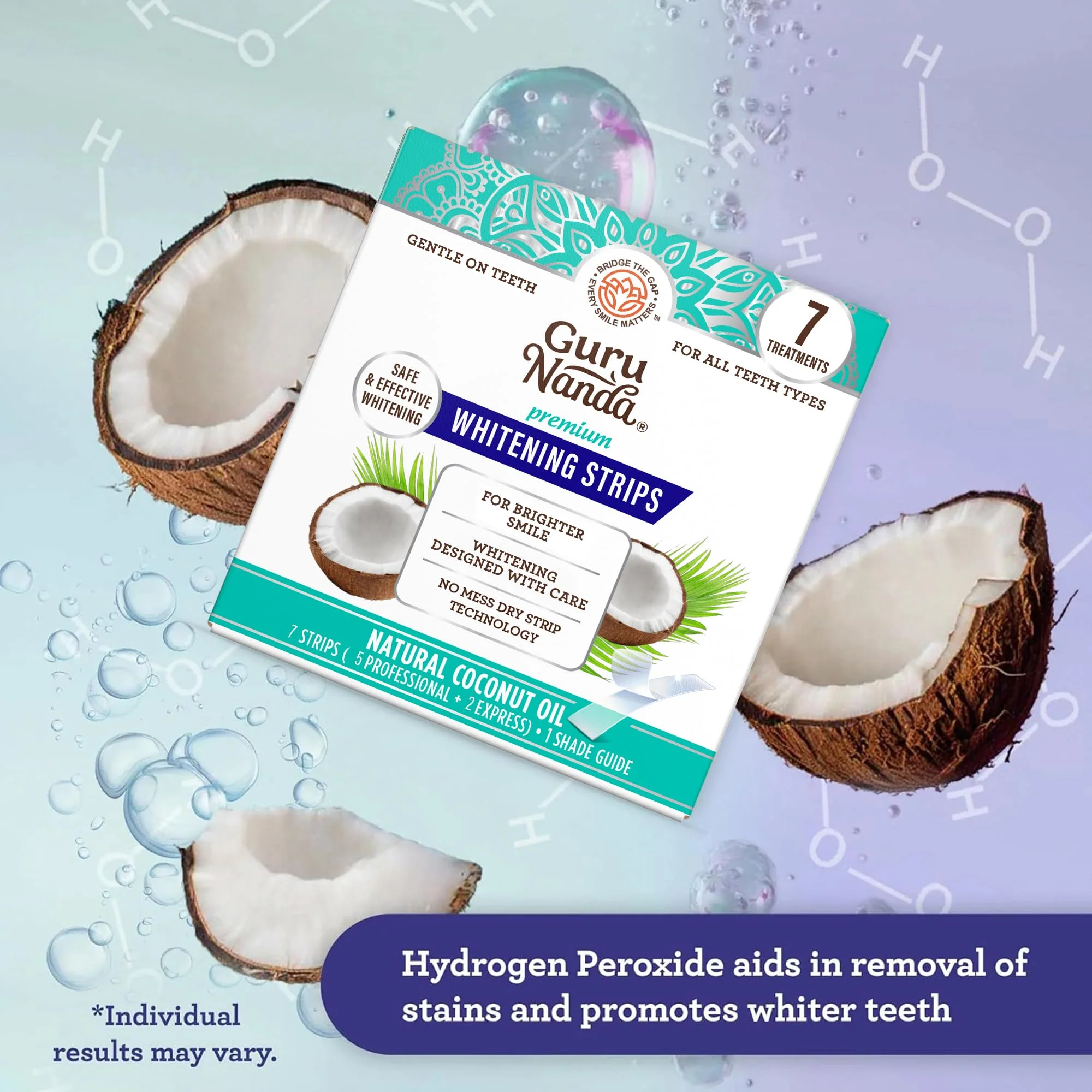 GuruNanda Teeth Whitening Strips - 7-Day Treatment with Non-Slip, Dry Strip Technology - Whitening Designed with Care for a Brighter Smile - Image 7