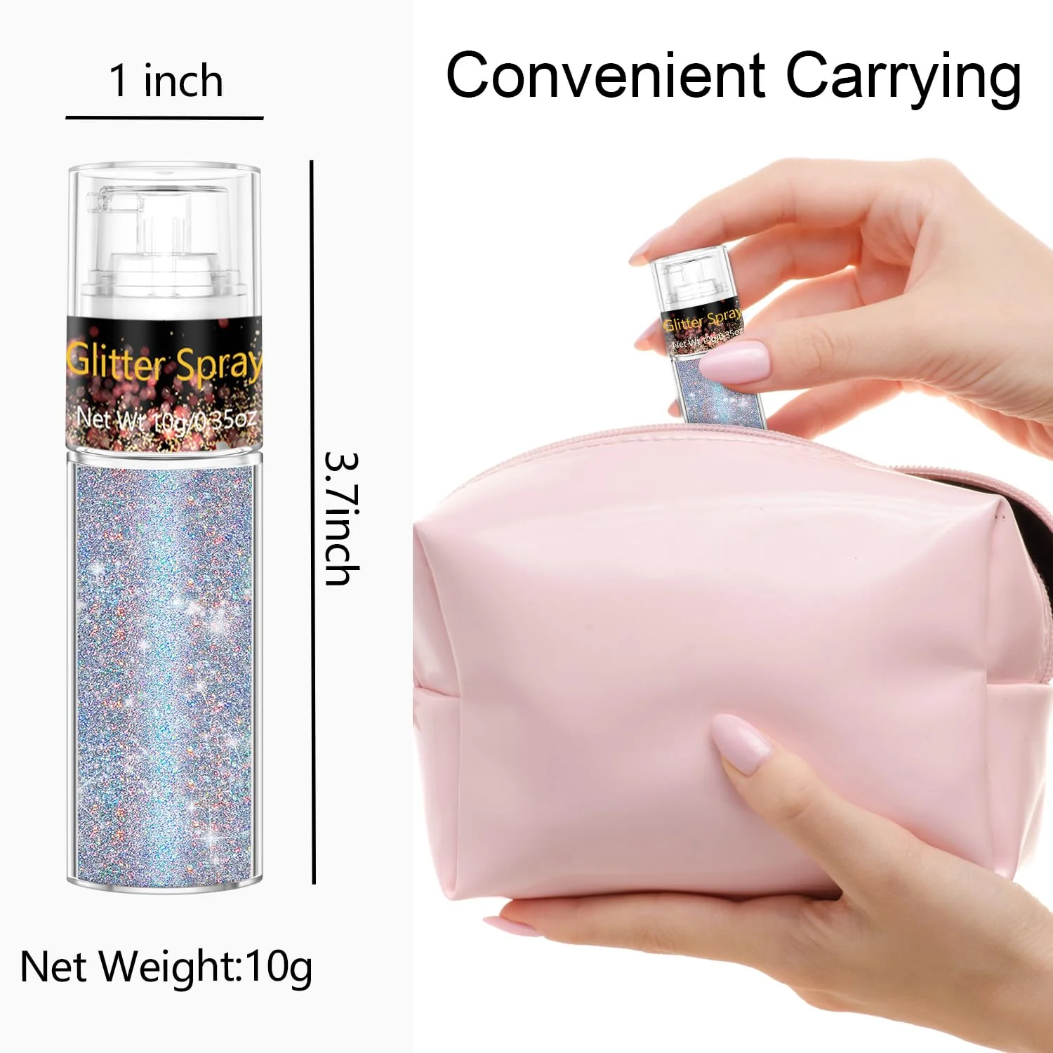 Hair and Body Glitter Spray, 1PC Glint-Rainbow Glitter Hairspray Dry Powder Makeup for Clothes, Festival Rave Prom Loose Sparkle Powder,Holographic Ultra Fine Resin Glitters for Crafts (Glint-Rainbow) - Image 11