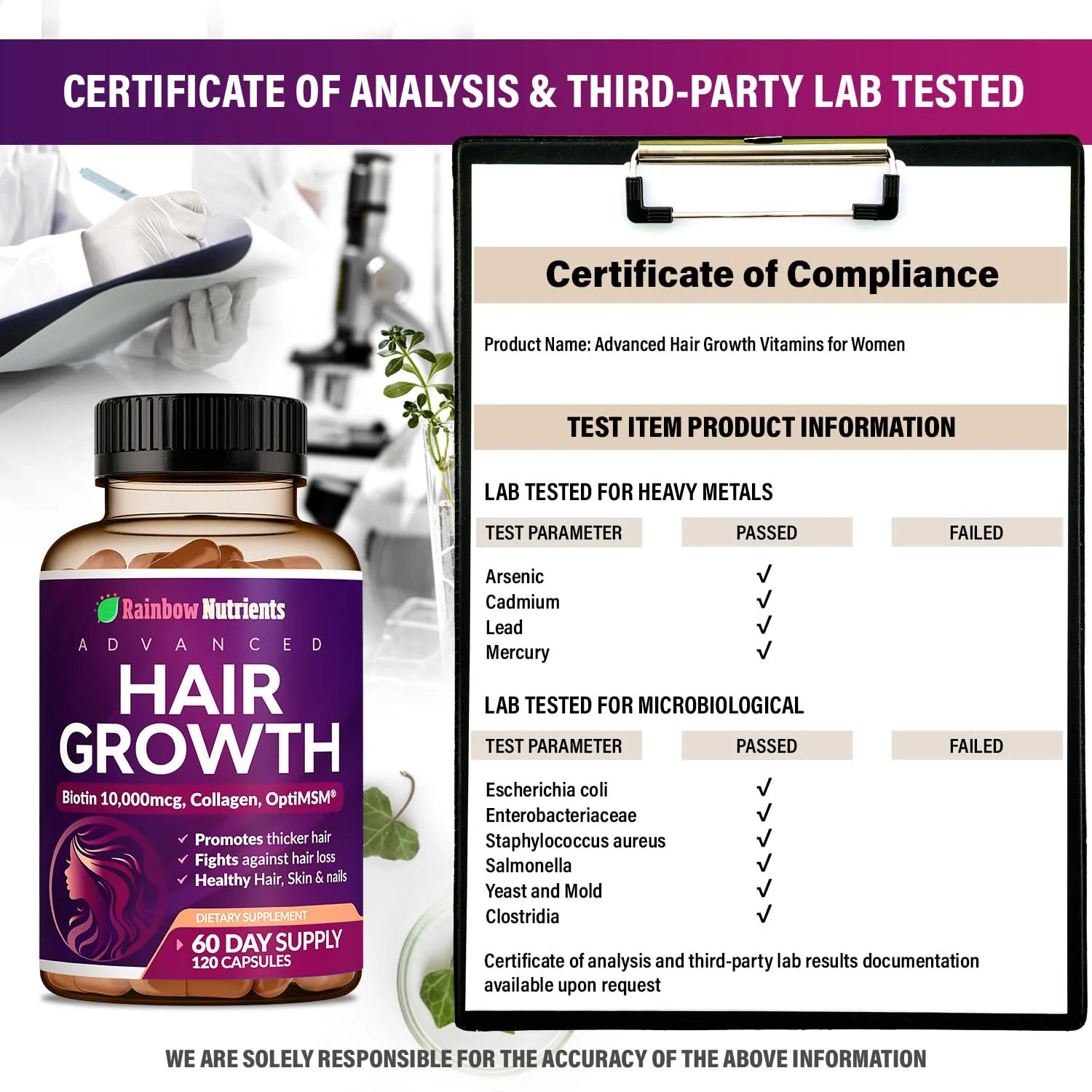 Hair Growth Vitamins for Women | Biotin 10,000mcg, Collagen, Patented OptiMSM®, goMCT®, Saw Palmetto | Naturally Regrow Stronger & Healthier Hair, Skin and Nails | Stops Hair Loss | 60 Day Supply - Image 4