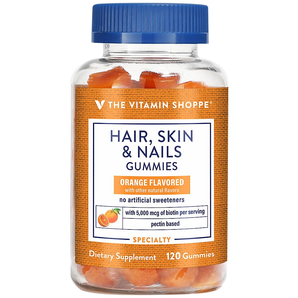 Hair, Skin & Nails Gummies a" 5,000MCG of Biotin per Serving a" Orange (120 Gummies)