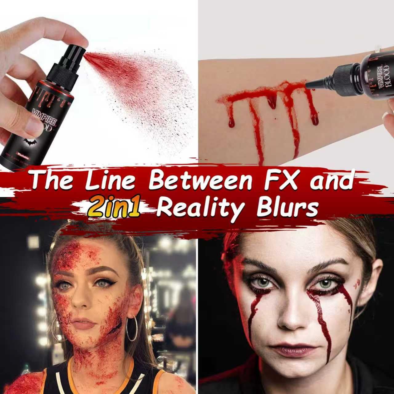 Halloween Fake Blood Spray, Washable Fake Blood Makeup, Halloween Realistic Fake Blood for Face Body Paint, Perfect for Vampire Makeup, Clown & Sfx & Cosplay & Zombie Make Up, 1 Pack - Image 3