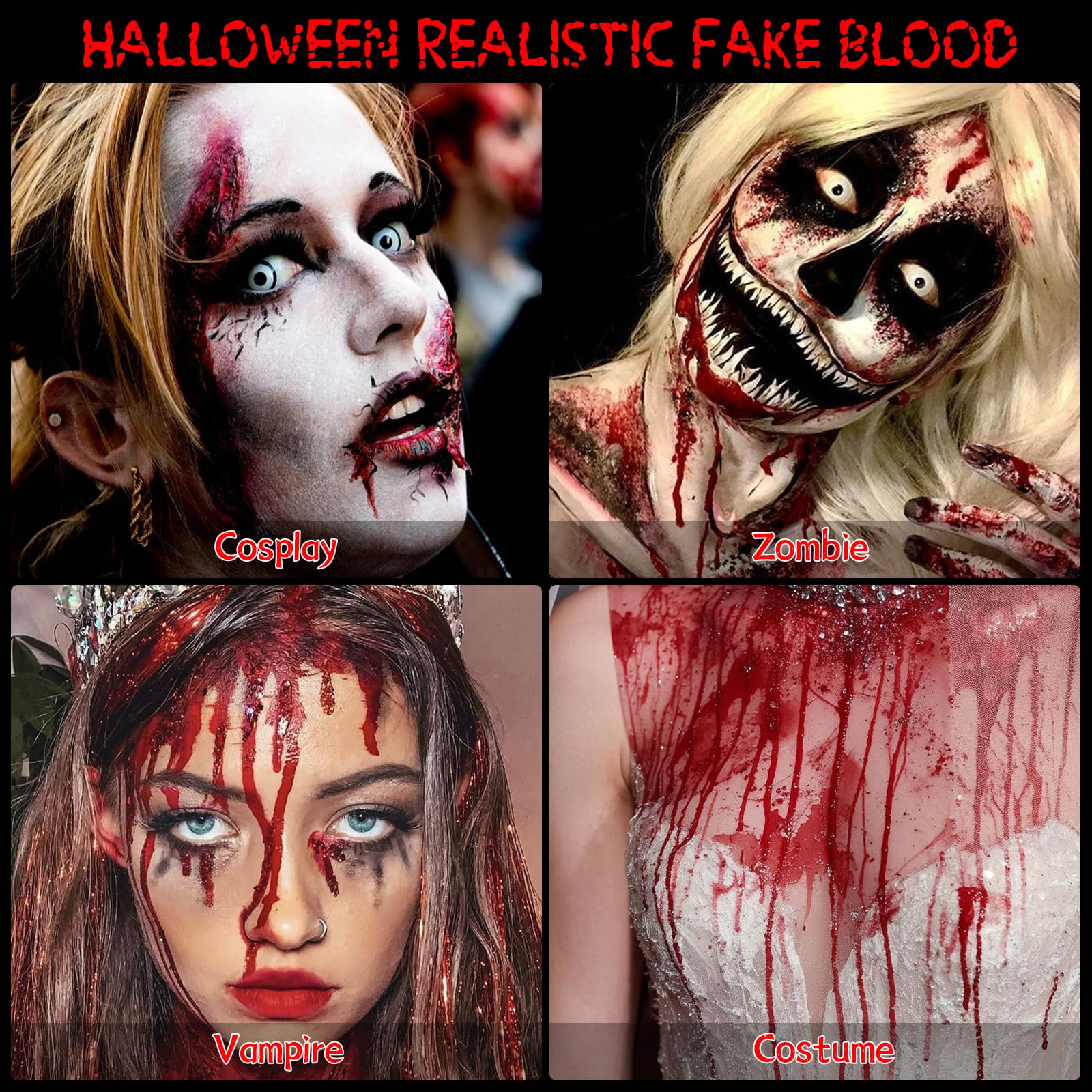 Halloween Fake Blood Spray, Washable Fake Blood Makeup, Halloween Realistic Fake Blood for Face Body Paint, Perfect for Vampire Makeup, Clown & Sfx & Cosplay & Zombie Make Up, 1 Pack - Image 6