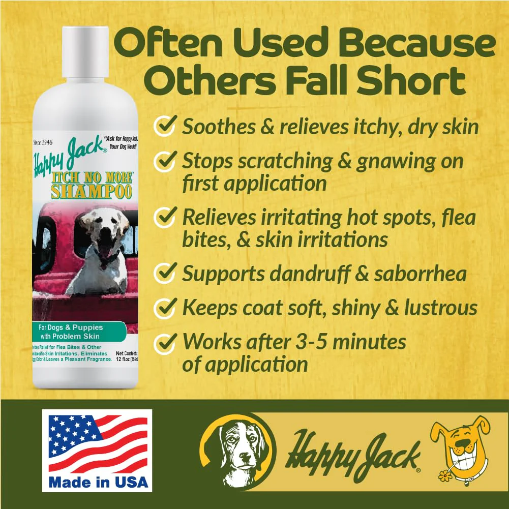 Happy Jack Itch No More Dog Itchy Skin Shampoo & Treatment (12 oz), Flea Bites, Allergies & Itch Relief, Stops Itching, Scratching & Gnawing on First Application for Healthy Dog Skin & Coat - Image 7