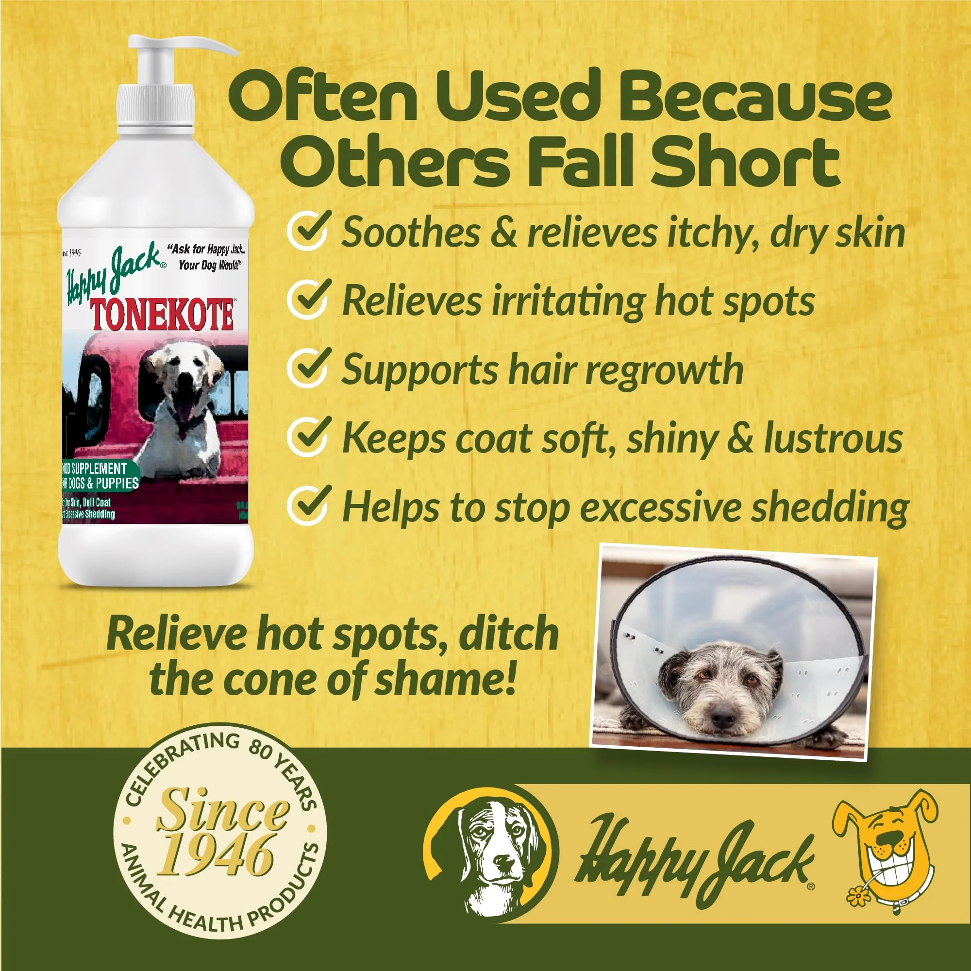 Happy Jack Tonekote Dog Skin & Coat Supplement, Oil for Dogs with Essential Fatty Acids & Vitamins for Itch Relief, Hot Spots, Dull Coat, Dry Skin, Excessive Shedding, 16 oz - Image 8