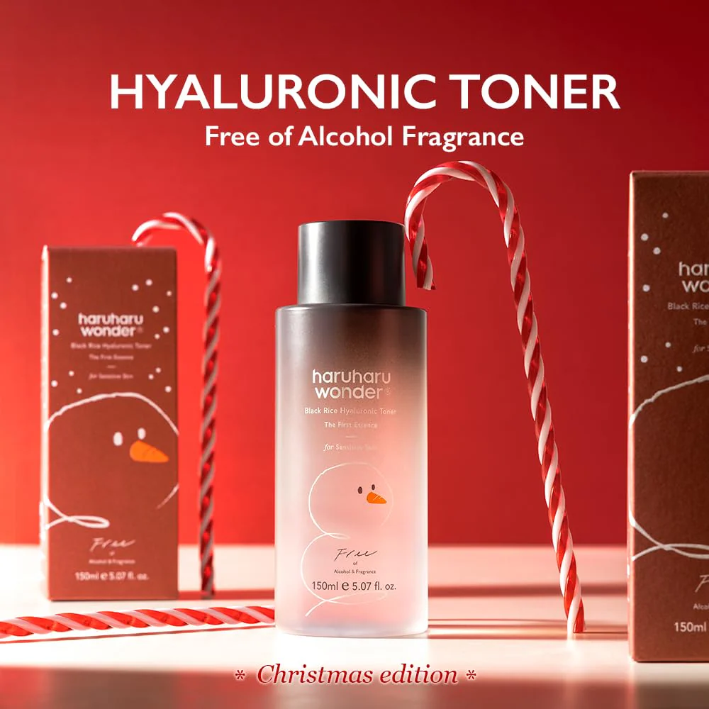haruharu Wonder Black Rice Hyaluronic Toner for Sensitive Skin, Alcohol-Fragrance Free, Soothing, Hydrating, Holiday Stocking Stuffers, Glass Skin, Korean Skin Care, 5.07 fl.oz (Christmas Edition) - Image 5