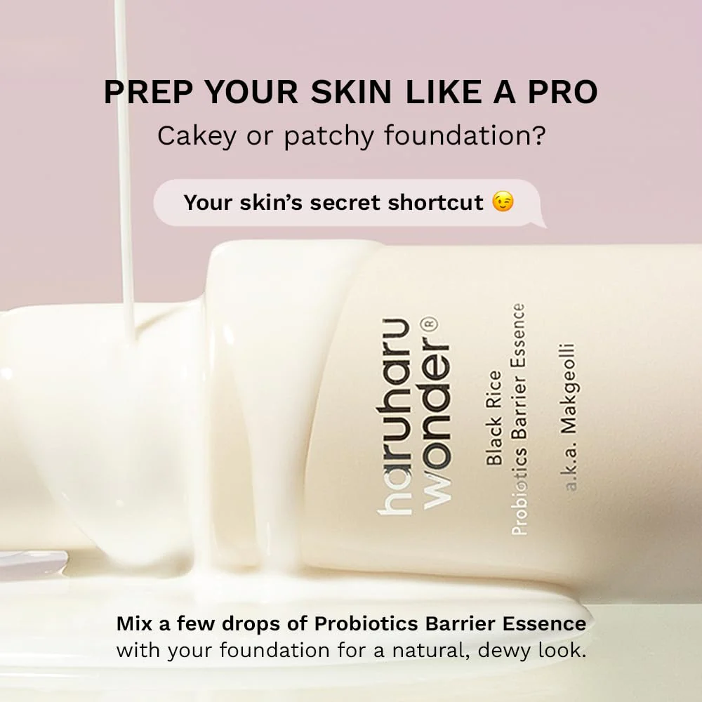 haruharu Wonder Black Rice Probiotics Barrier Essence, Skin Flooding & Layering, Strengthens Skin Barrier, Moisturizes, Glowy Radiant Skin, Ceramide & Panthenol, 4.05 fl.oz - Image 3