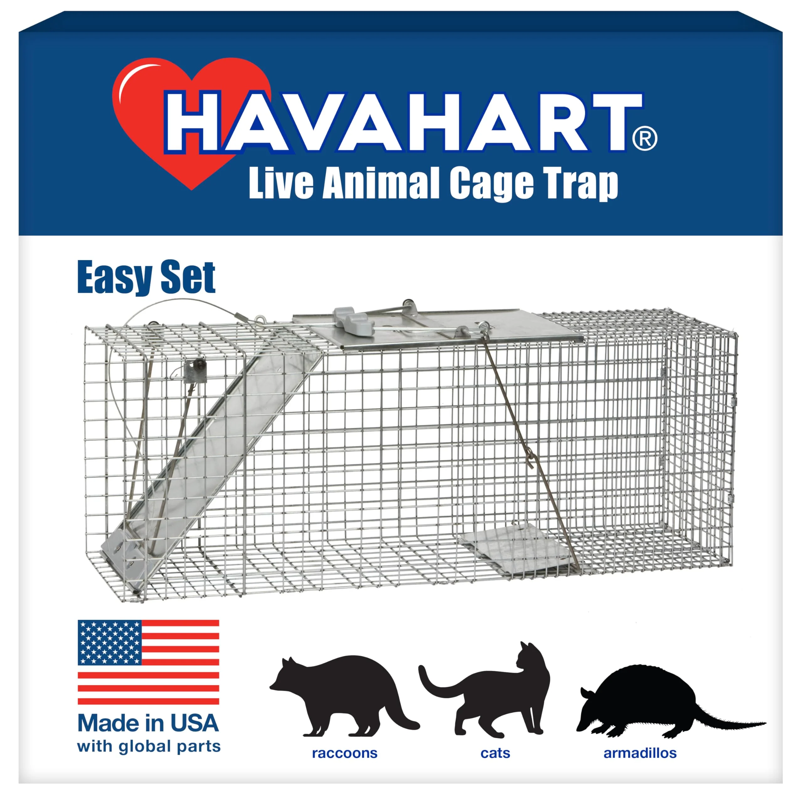 Havahart 1085 Large 1-Door Easy Set Humane Live Animal Trap for Armadillos, Cats, Groundhogs, Muskrats, Opossums, Raccoons, Skunks - Havahart Live Animal Cage Trap