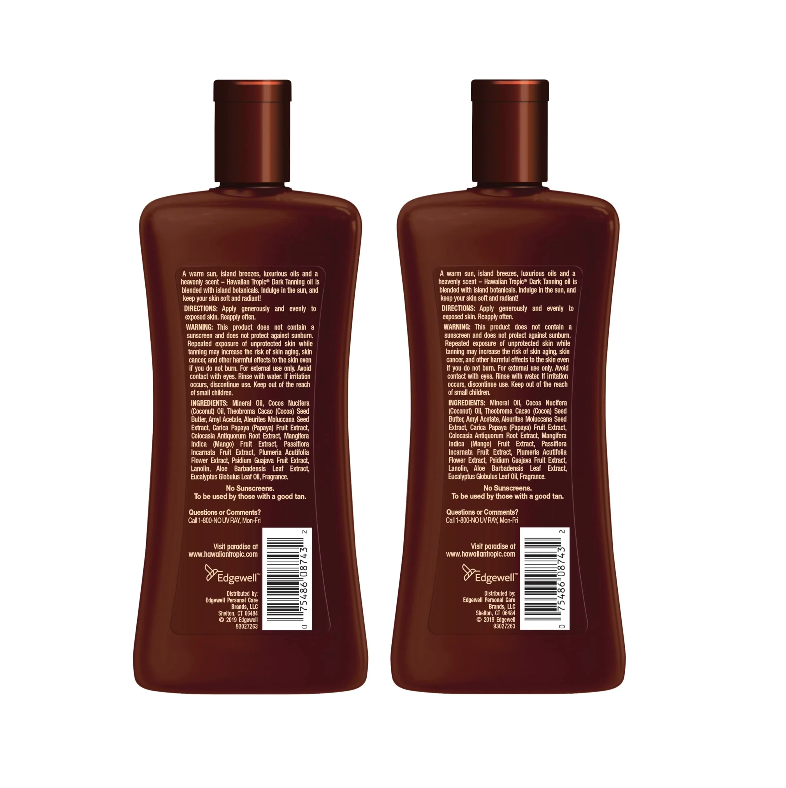 Hawaiian Tropic Dark Tanning Oil, 8 Fl Oz | Moisturizing Body Oil with Cocoa Butter, Tan Enhancer, 8 Fl Oz each Twin Pack - Image 2