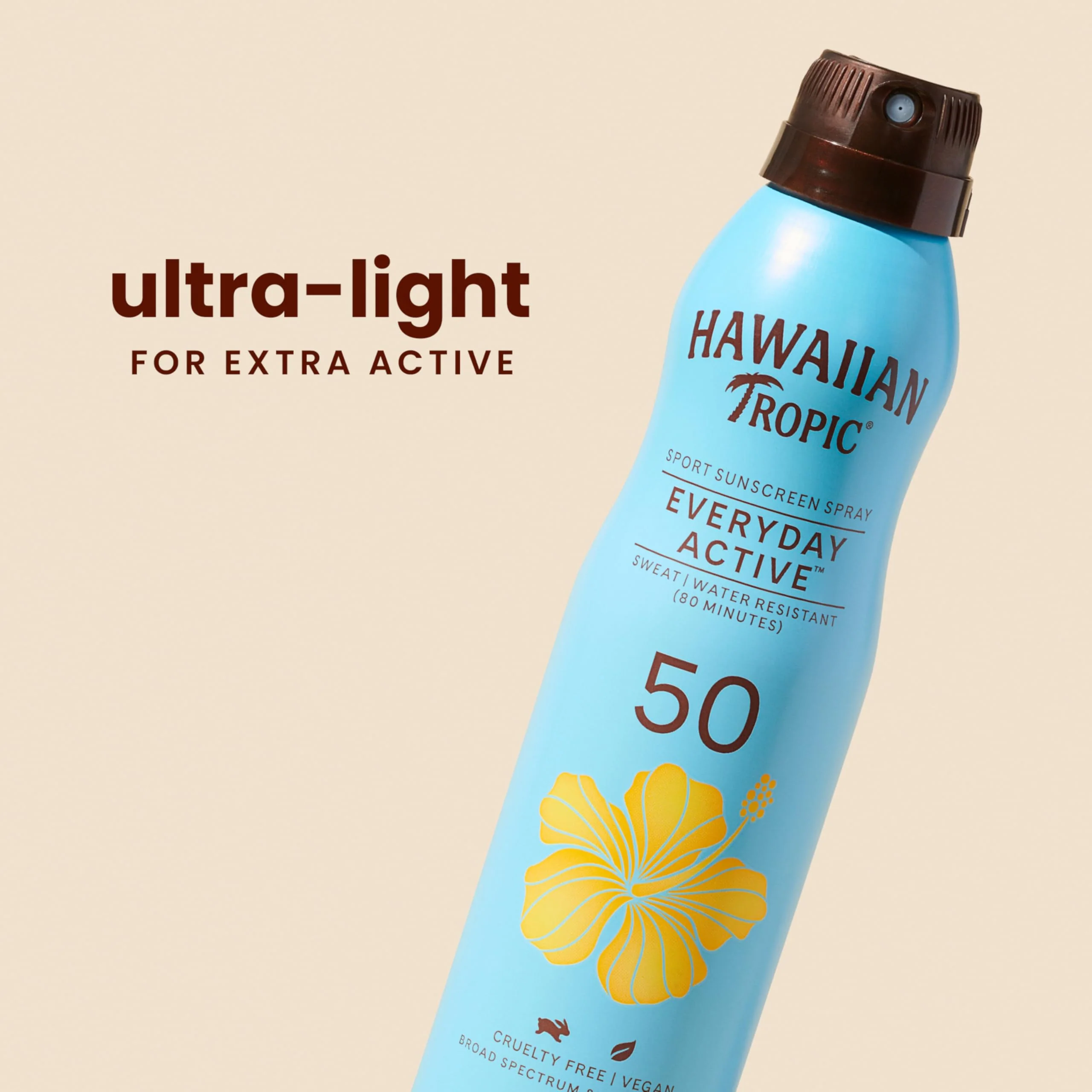 Hawaiian Tropic Everyday Active Spray Sunscreen SPF 50 | Body Sunscreen Spray SPF 50, Sunblock, Oxybenzone Free, 6oz each Twin Pack - Image 8