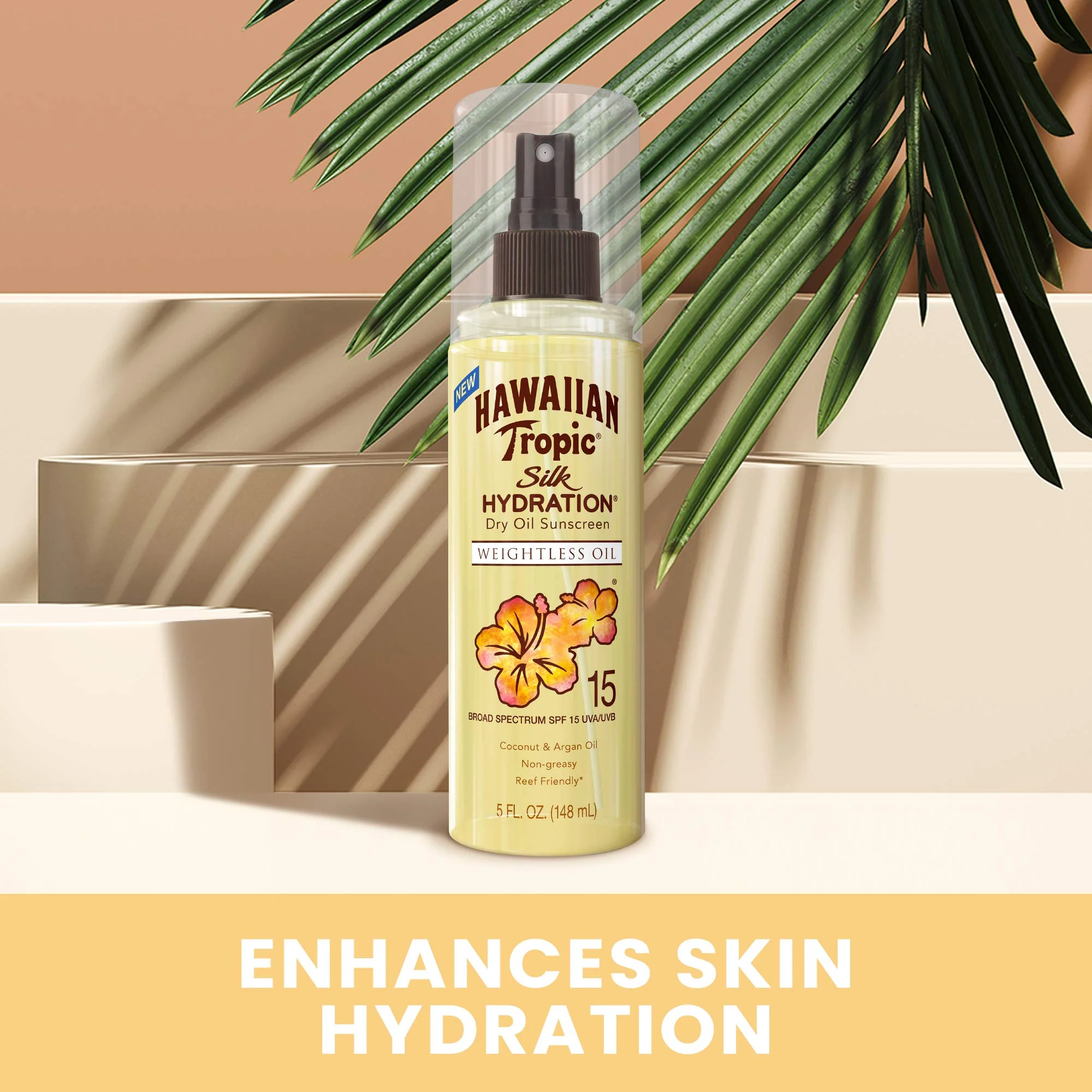 Hawaiian Tropic Weightless Hydration Dry Oil Sunscreen Spray SPF 15, 5oz | Sunscreen Oil Mist, SPF 15 Sunblock Spray, Oxybenzone-Free, 5oz - Image 8